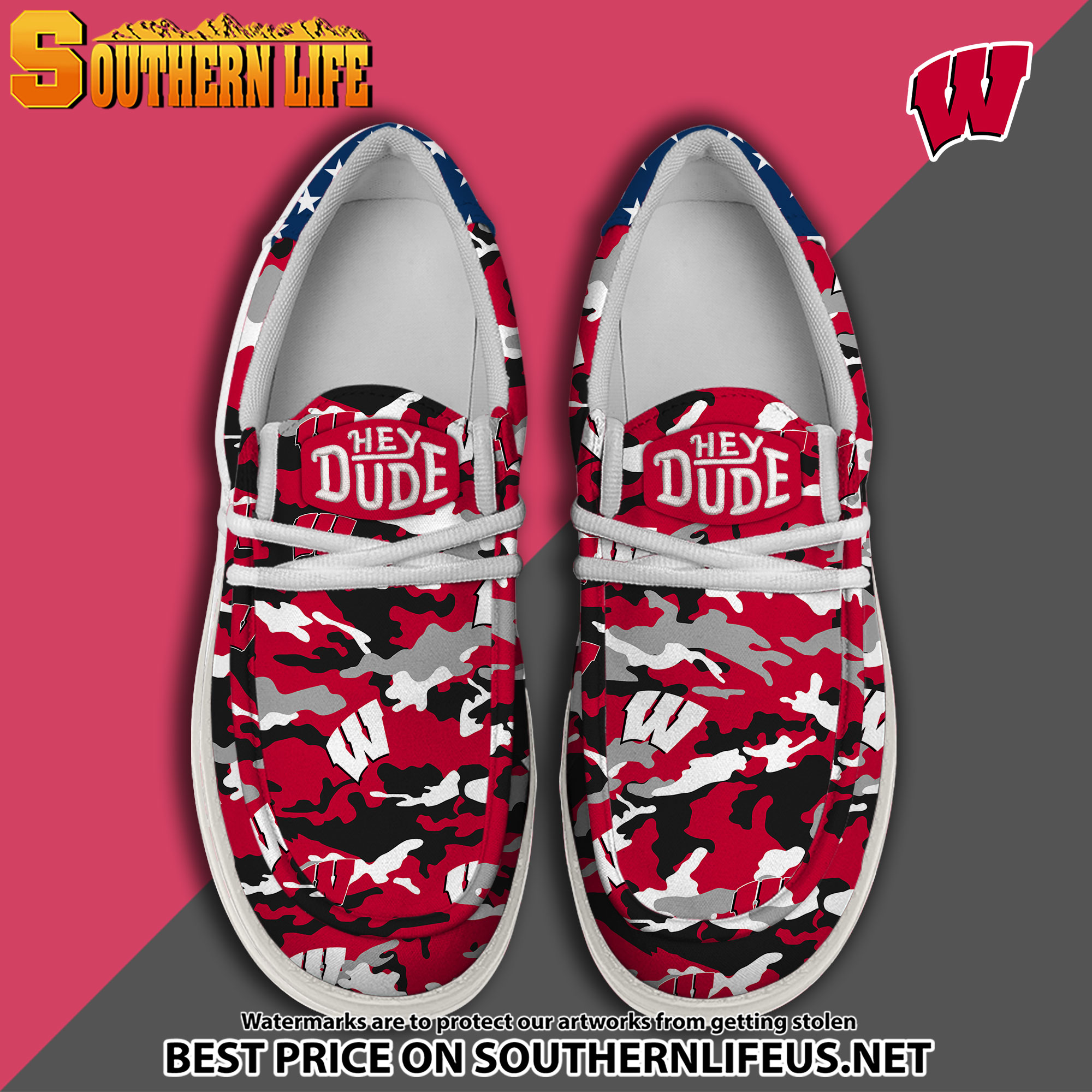 footwearelite wisconsin badgers custom name hey dude shoes bow7b