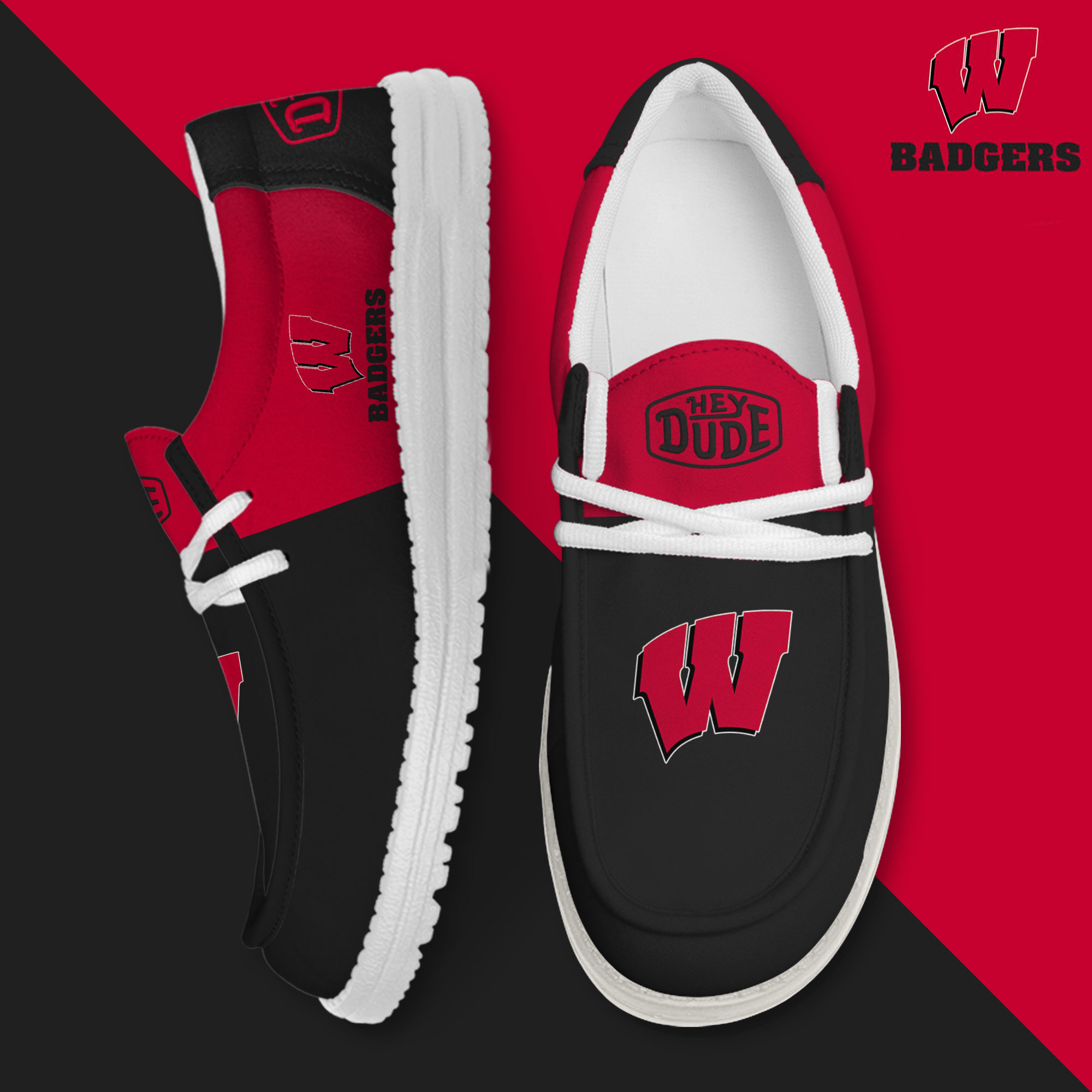 footwearelite wisconsin badgers custom name hey dude shoes fbcbv