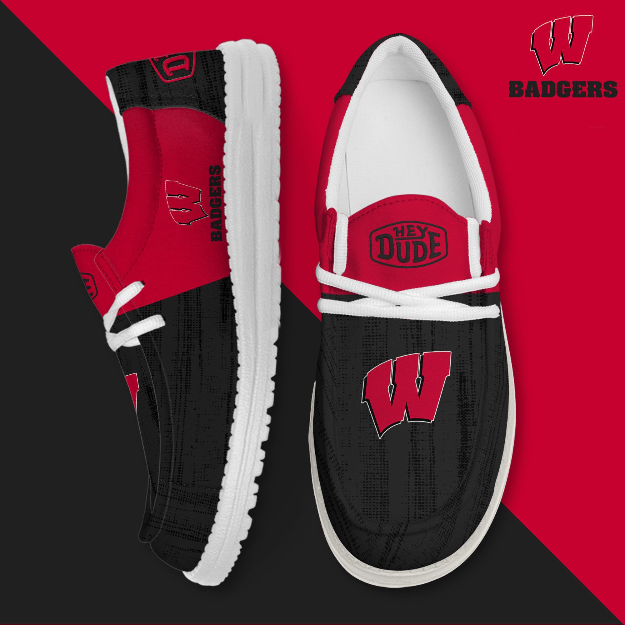 footwearelite wisconsin badgers custom name hey dude shoes hsstb