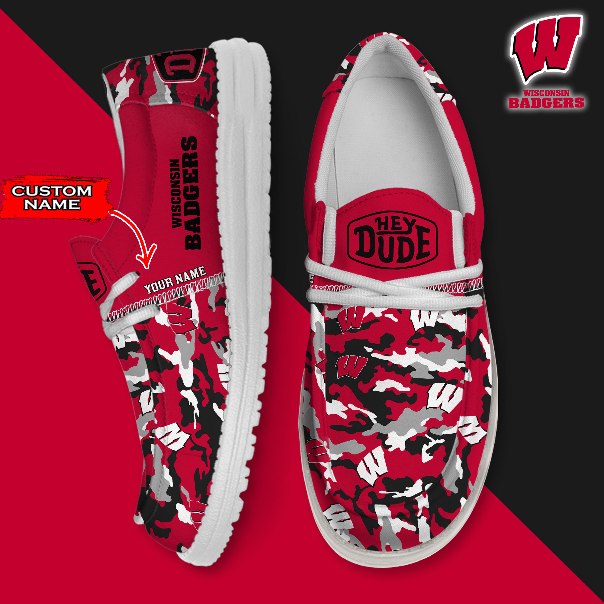 footwearelite wisconsin badgers custom name hey dude shoes kqr6v