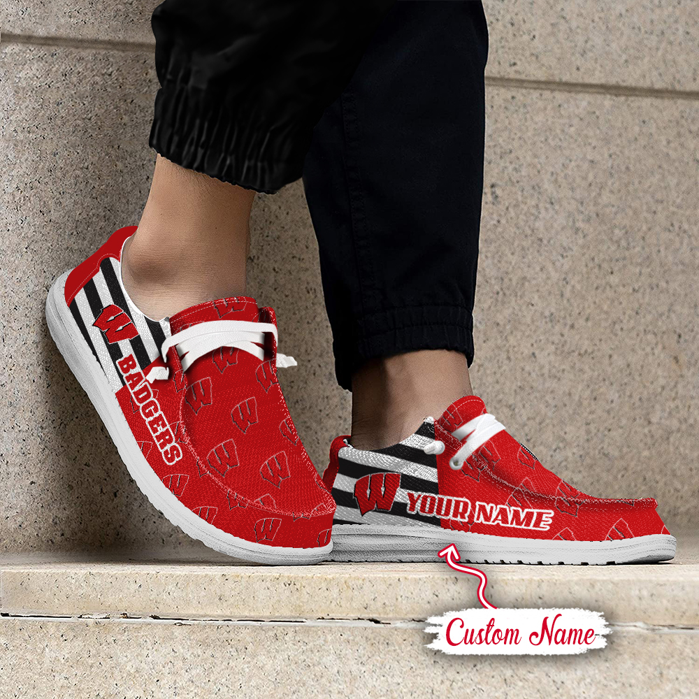 footwearelite wisconsin badgers custom name hey dude shoes lm5qi