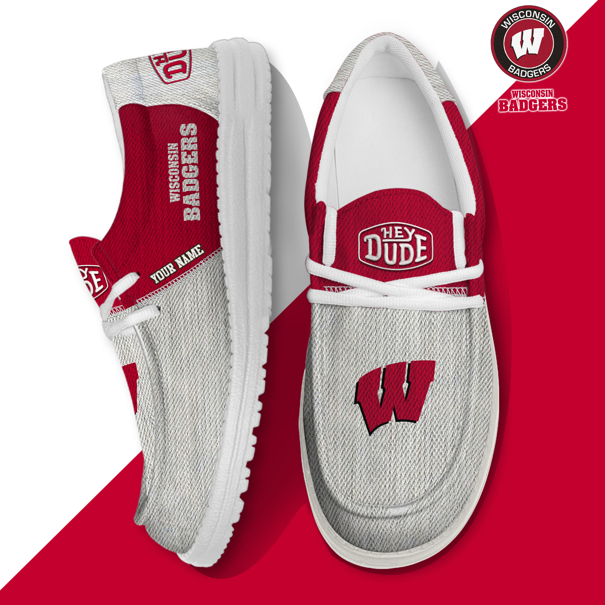 footwearelite wisconsin badgers custom name hey dude shoes oqbch