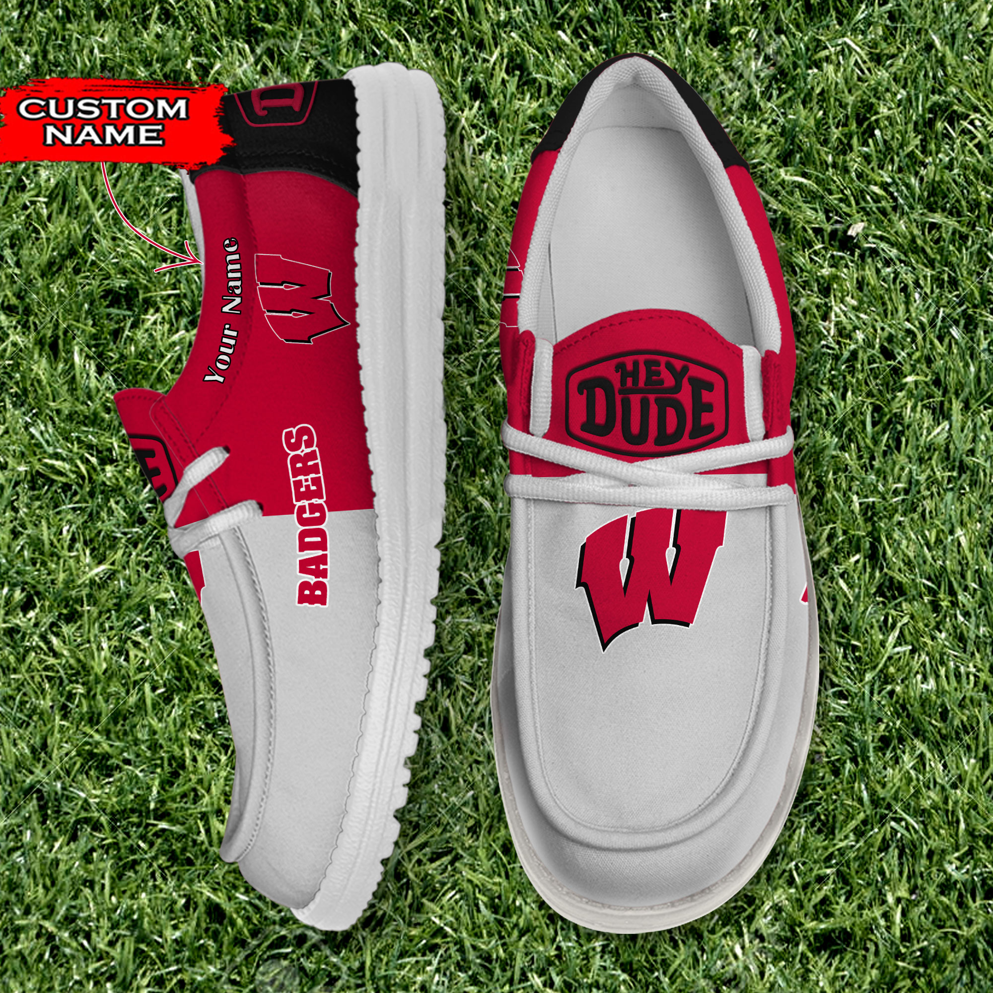 footwearelite wisconsin badgers custom name hey dude shoes sk8f0