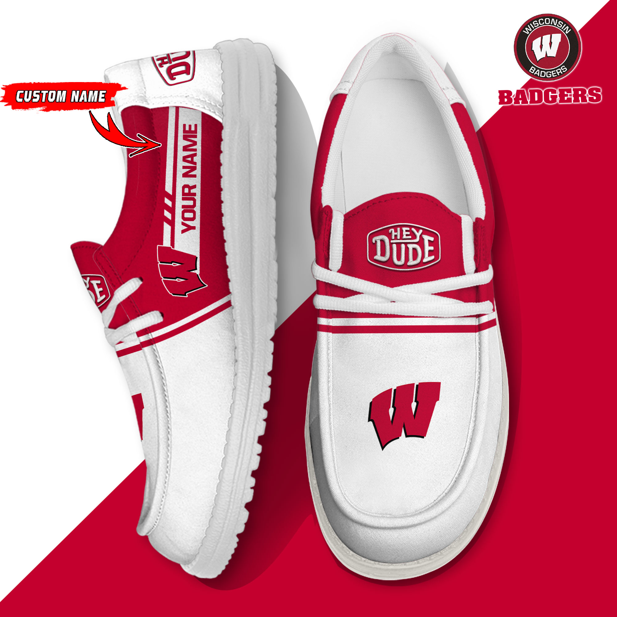 footwearelite wisconsin badgers custom name hey dude shoes tslzm