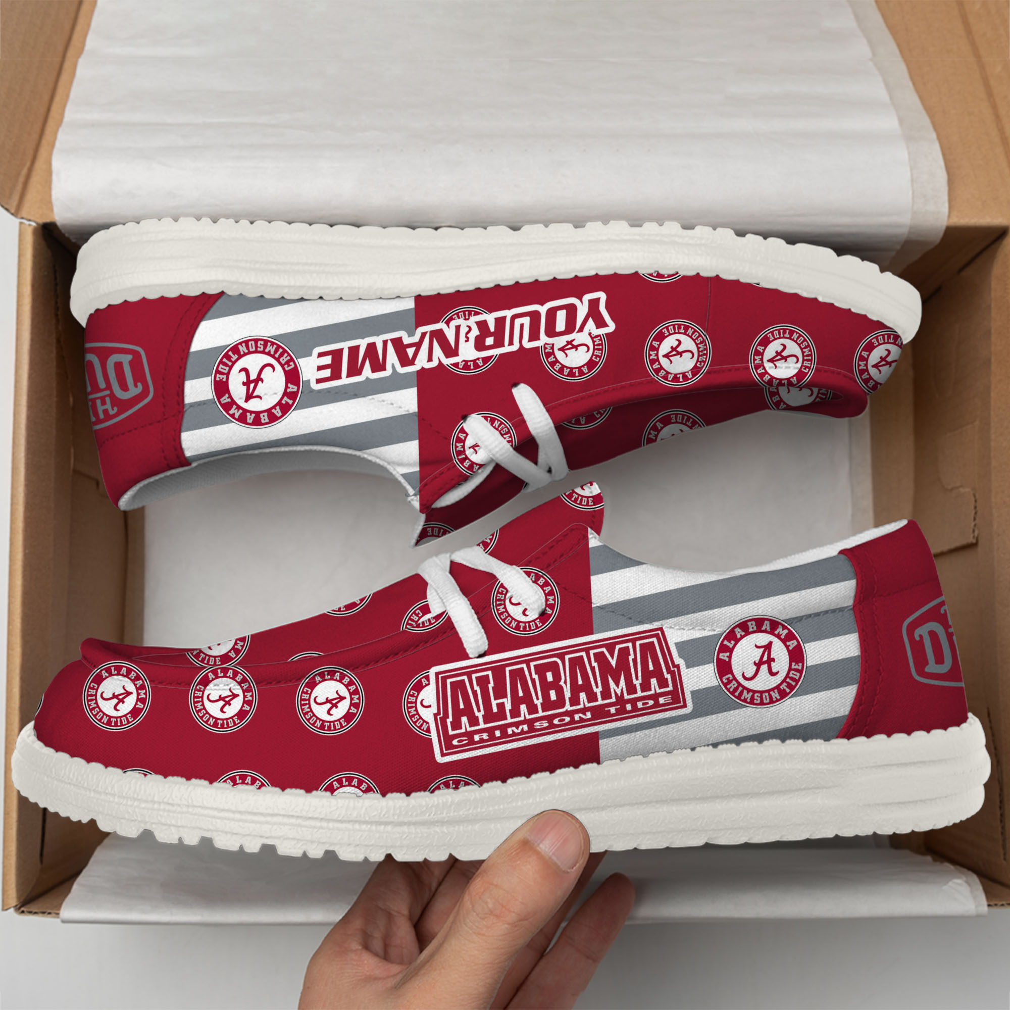 footwearelitealabama crimson tide custom name hey dude shoes w672i