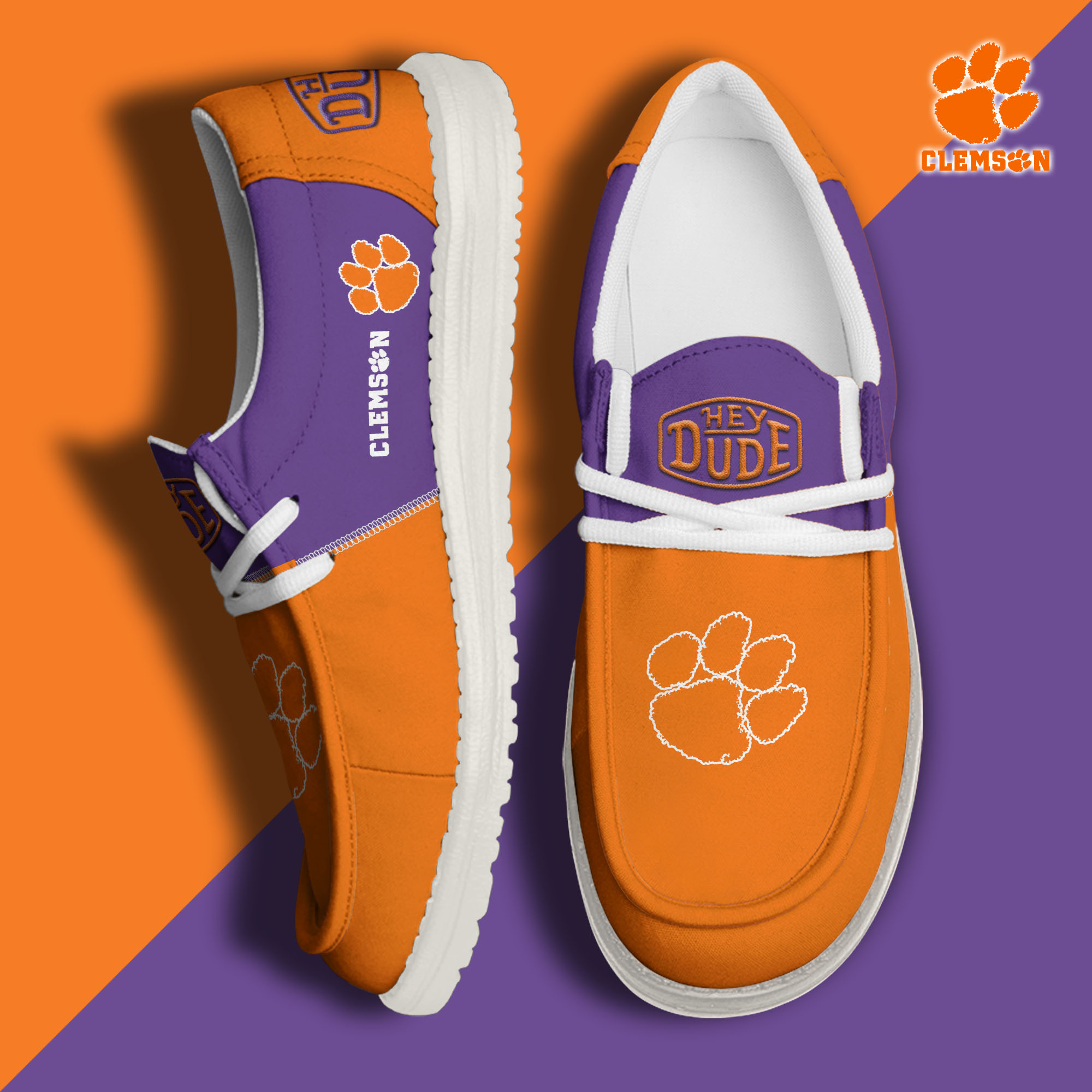 footweareliteclemson tigers custom name hey dude shoes ikomu