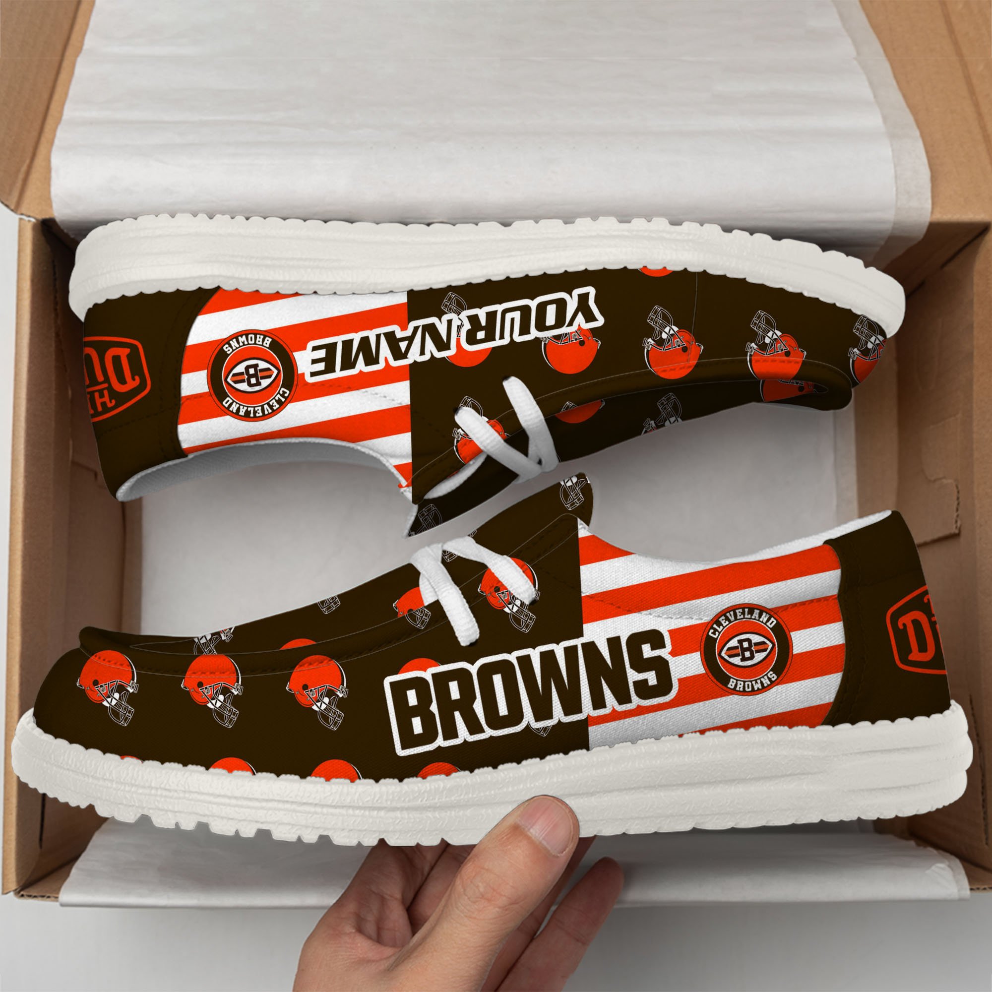 footwearelitecleveland browns custom name hey dude shoes lxxb6