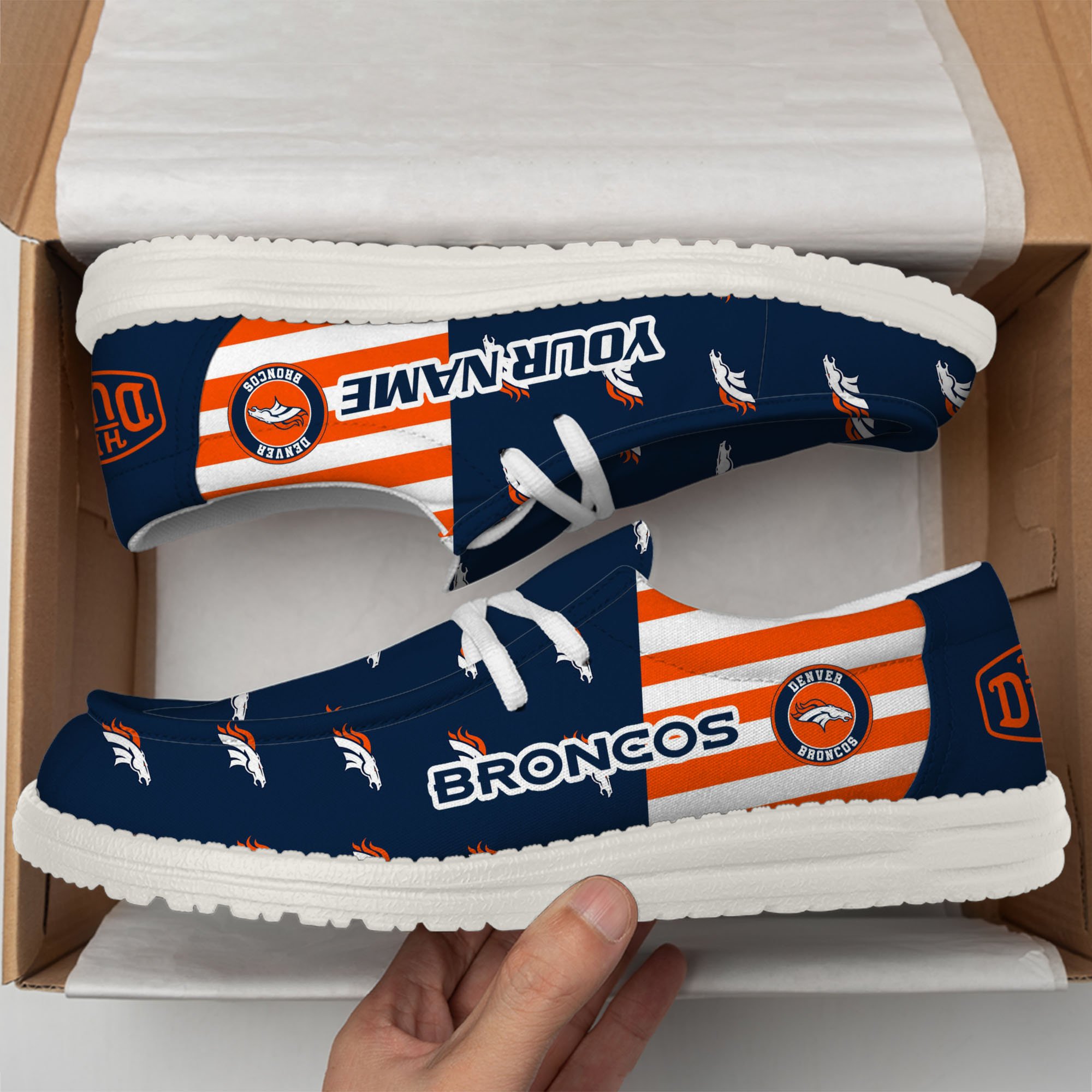 footwearelitedenver broncos custom name hey dude shoes 8dybk