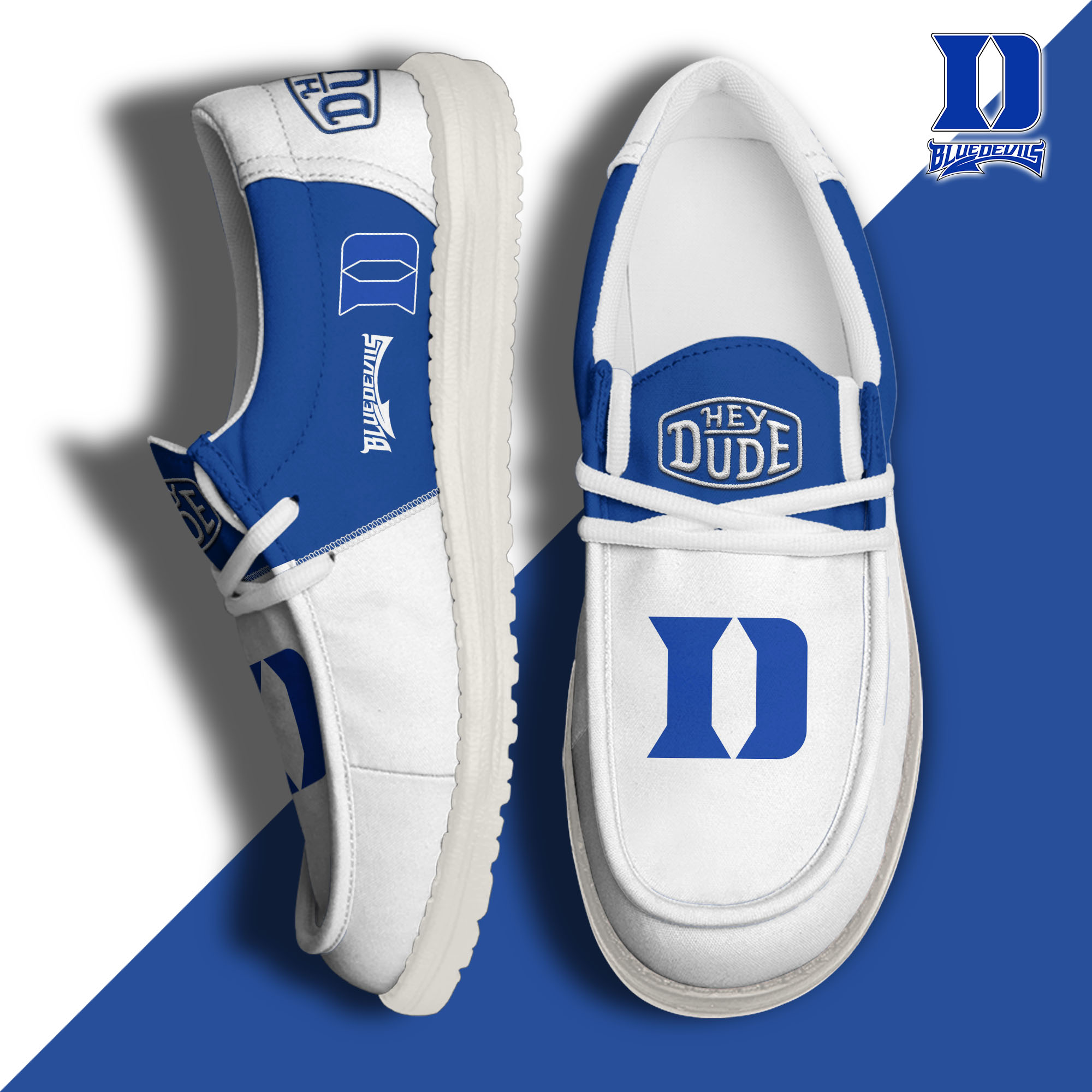 footweareliteduke blue devils custom name hey dude shoes ddpnt