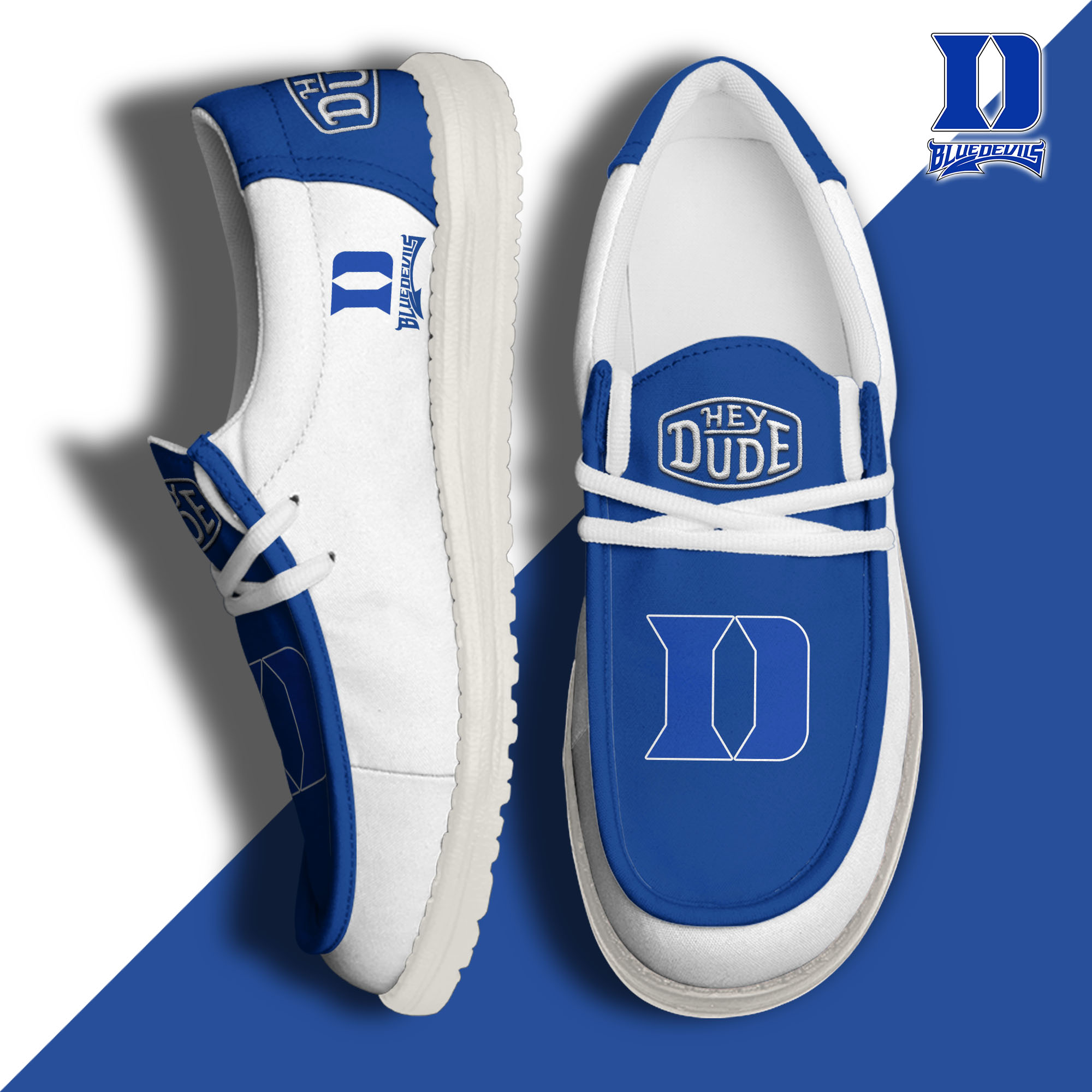 footweareliteduke blue devils custom name hey dude shoes ics9g