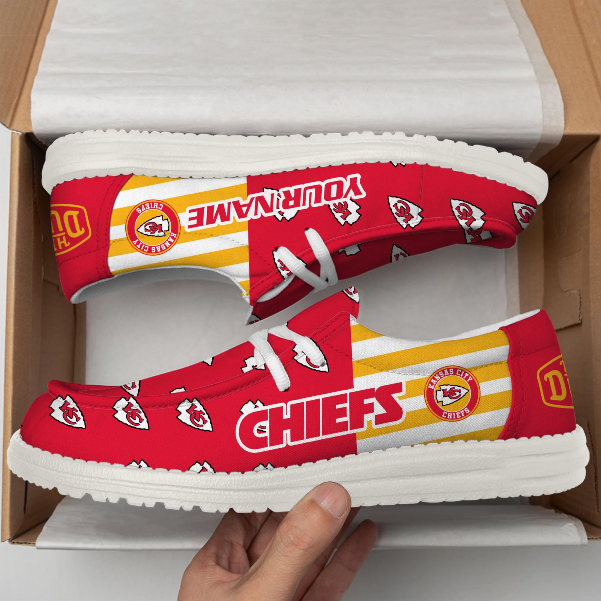 footwearelitekansas city chiefs custom name hey dude shoes 1sczo