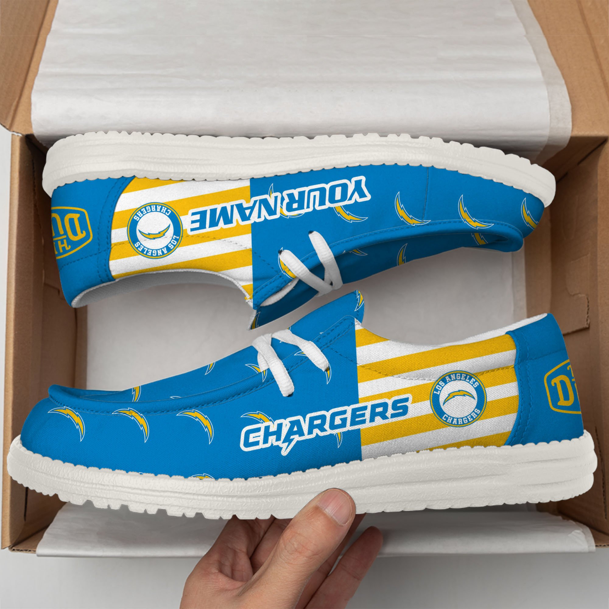 footwearelitelos angeles chargers custom name hey dude shoes xe2g4