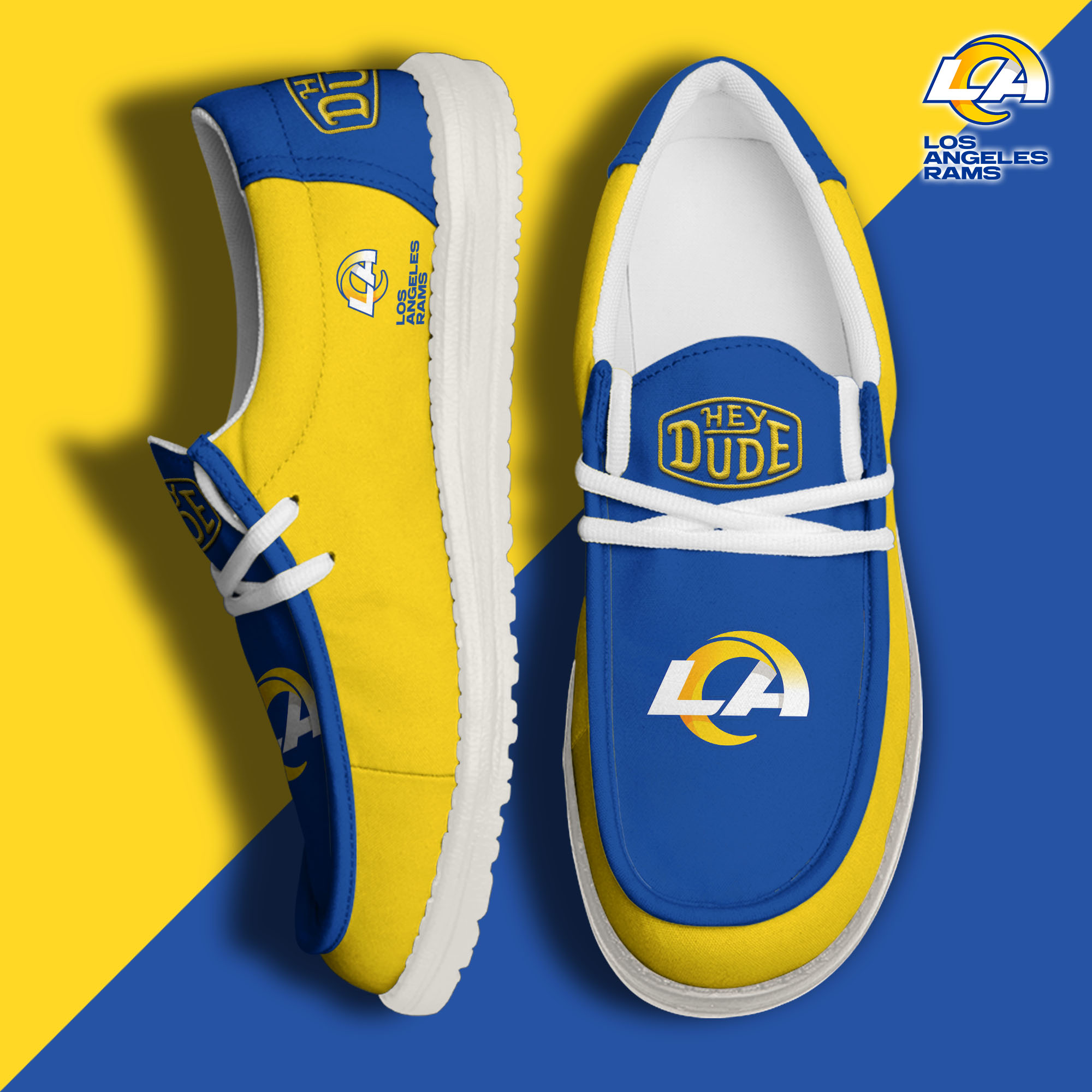 footwearelitelos angeles rams custom name hey dude shoes 2qiti