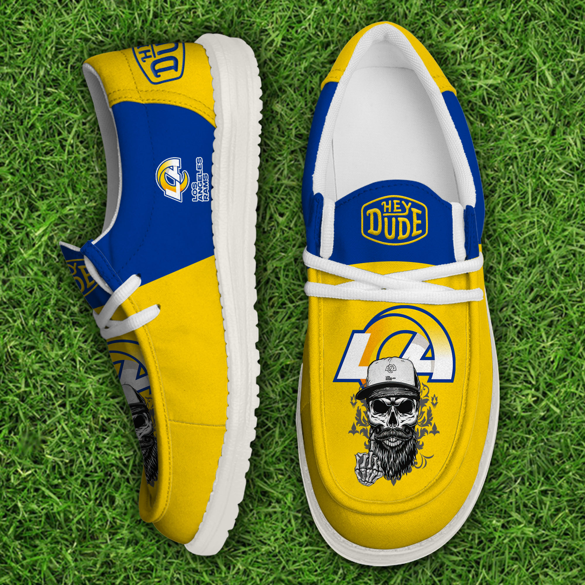 footwearelitelos angeles rams custom name hey dude shoes kljy4