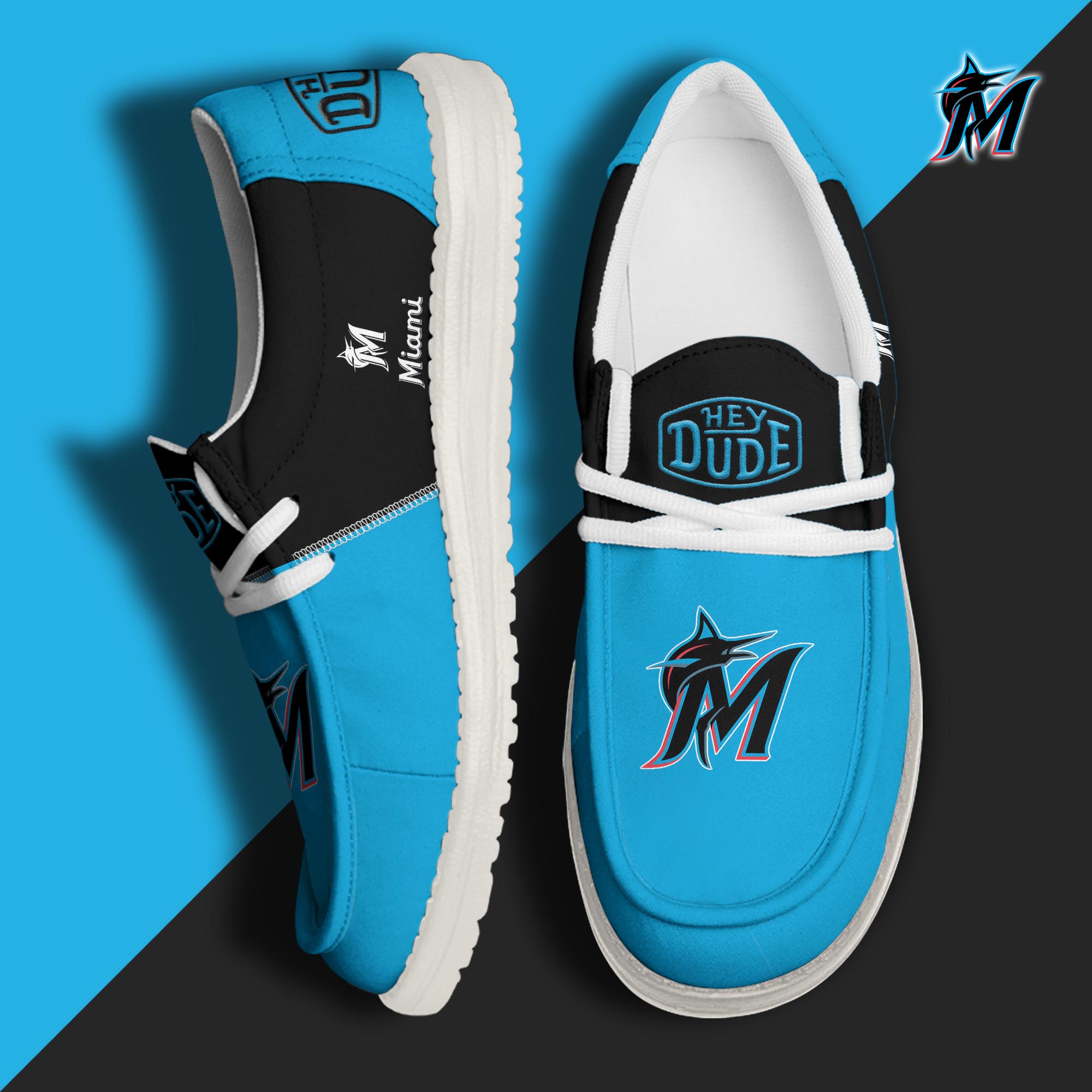 footwearelitemiami marlins custom name hey dude shoes 5pumb