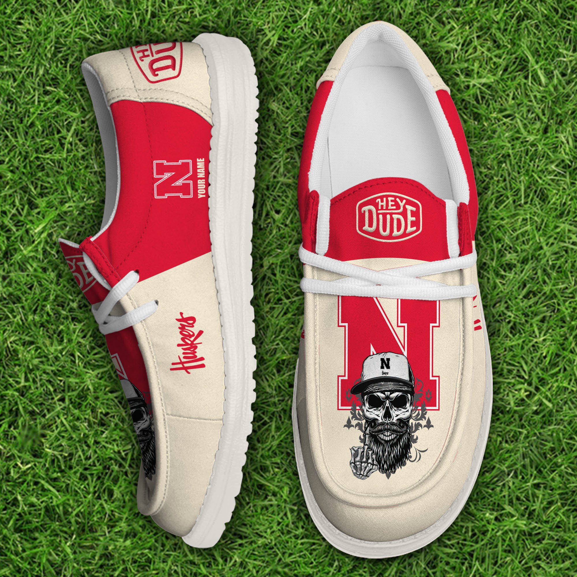 footwearelitenebraska cornhuskers custom name hey dude shoes lsnfg