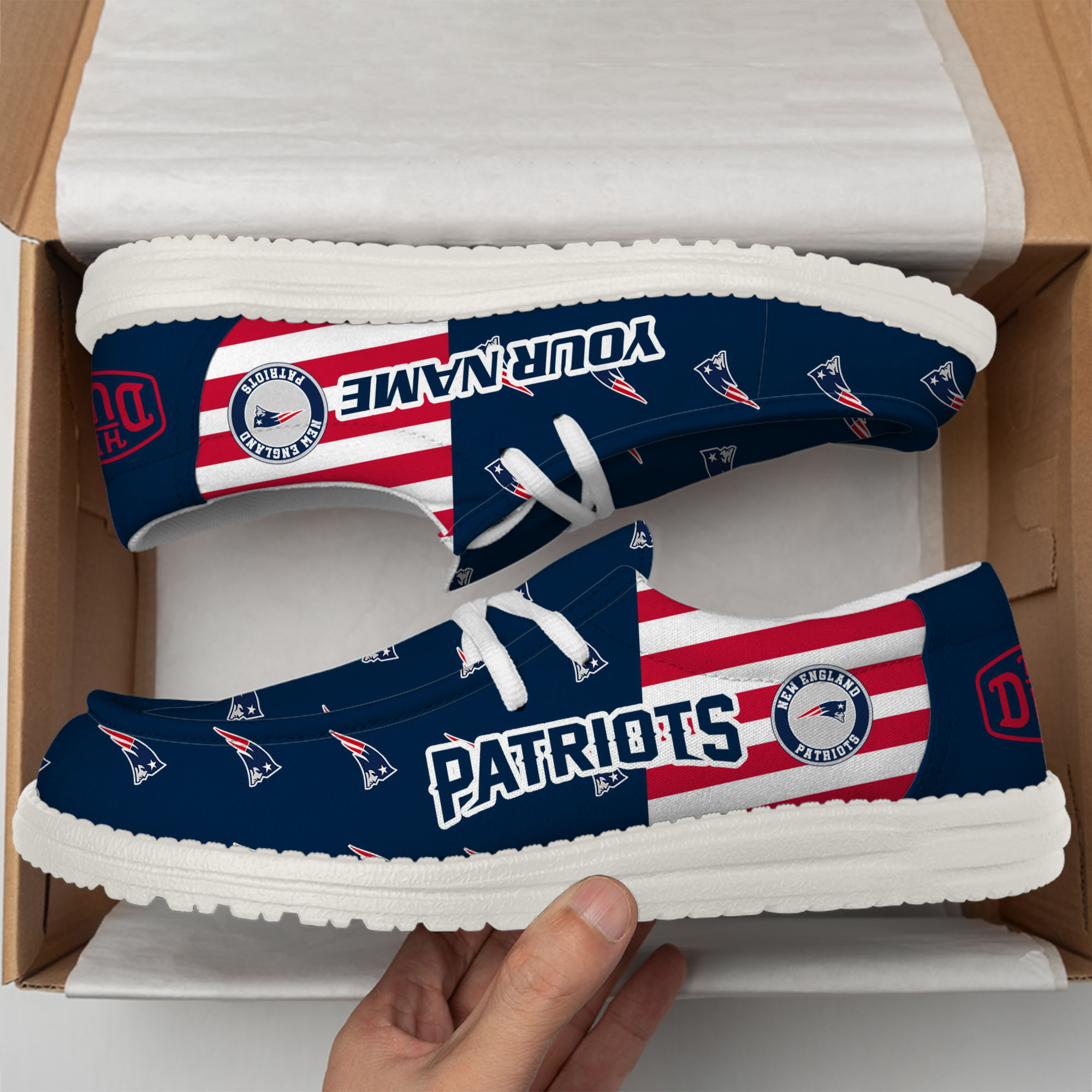 footwearelitenew england patriots custom name hey dude shoes msj82