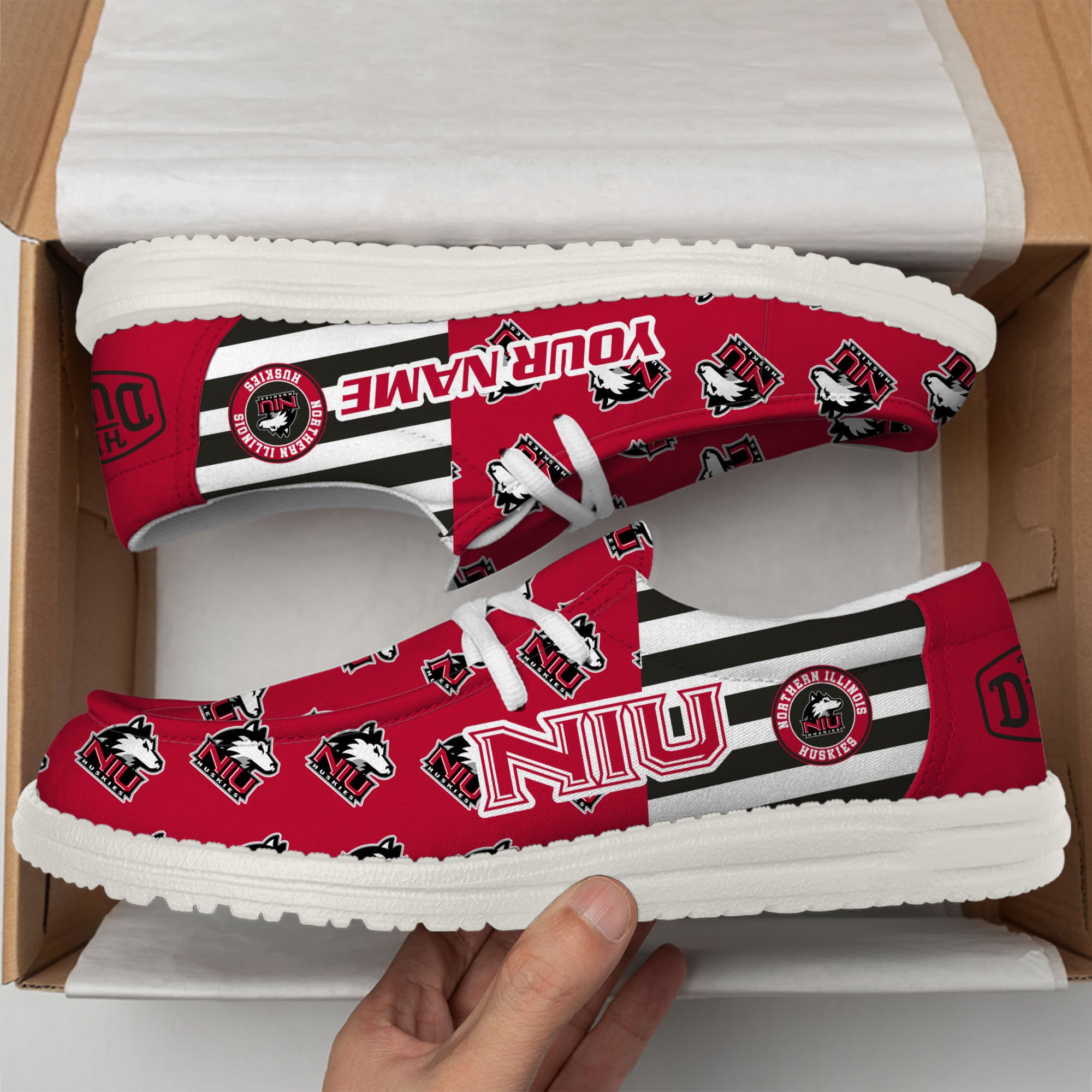 footwearelitenorthern illinois huskies custom name hey dude shoes glwjc