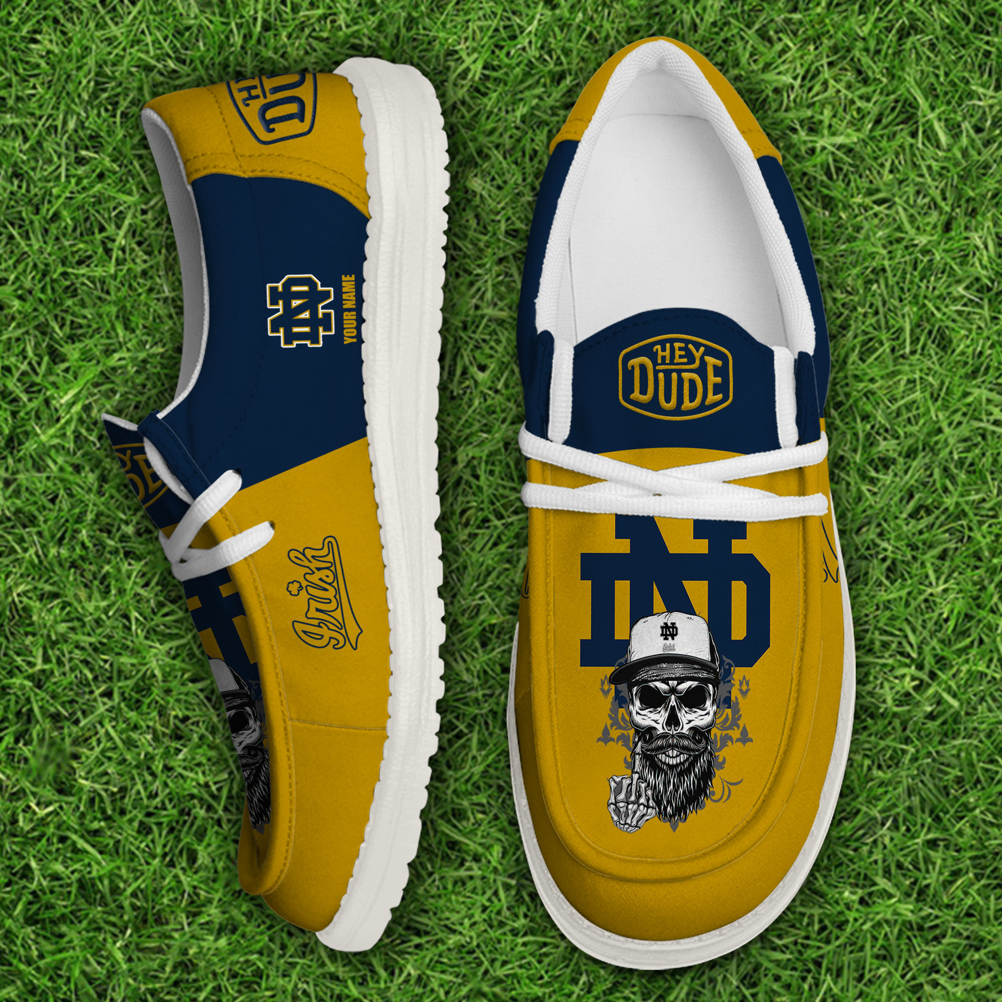 footwearelitenotre dame fighting irish custom name hey dude shoes svgic