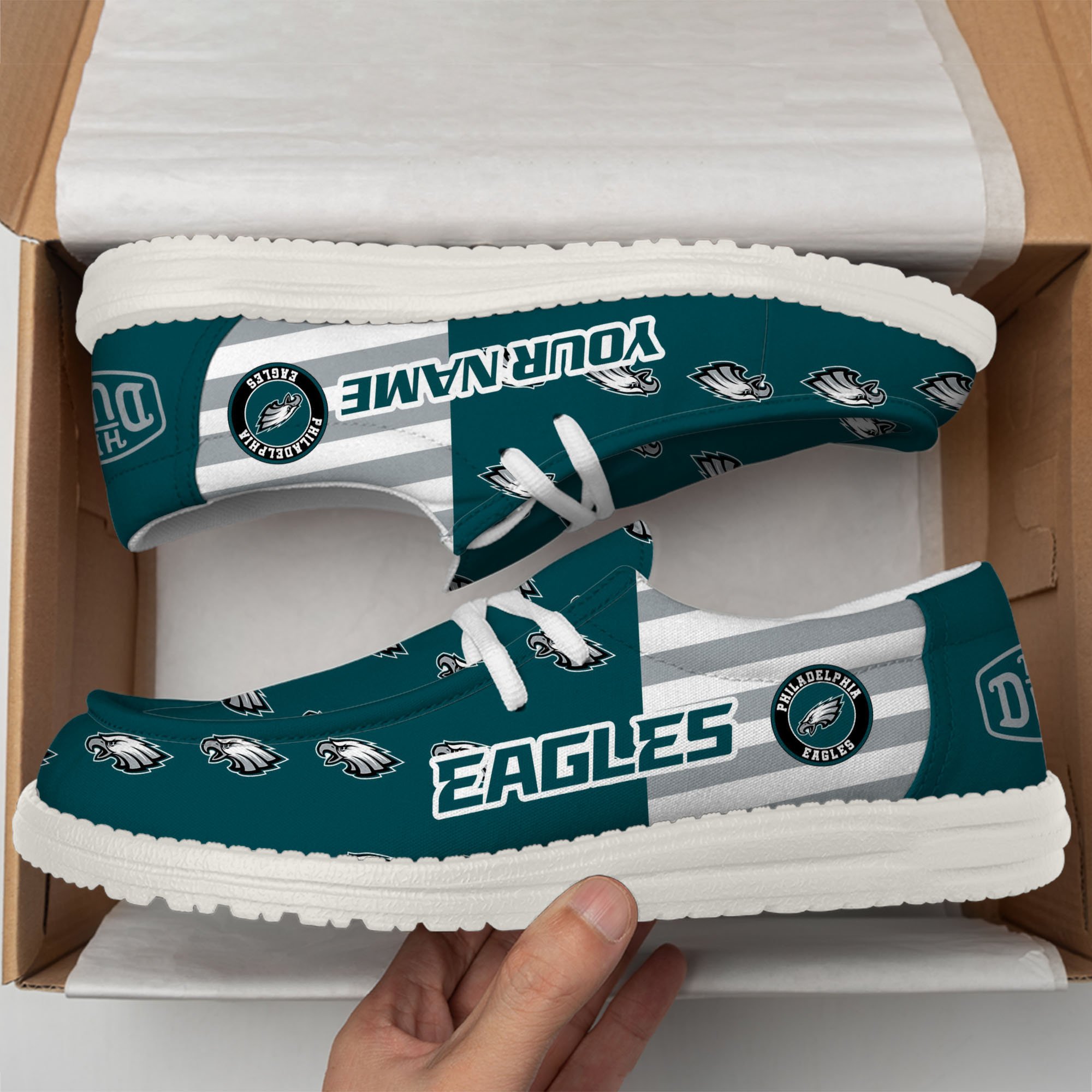 footwearelitephiladelphia eagles custom name hey dude shoes 8lnh3