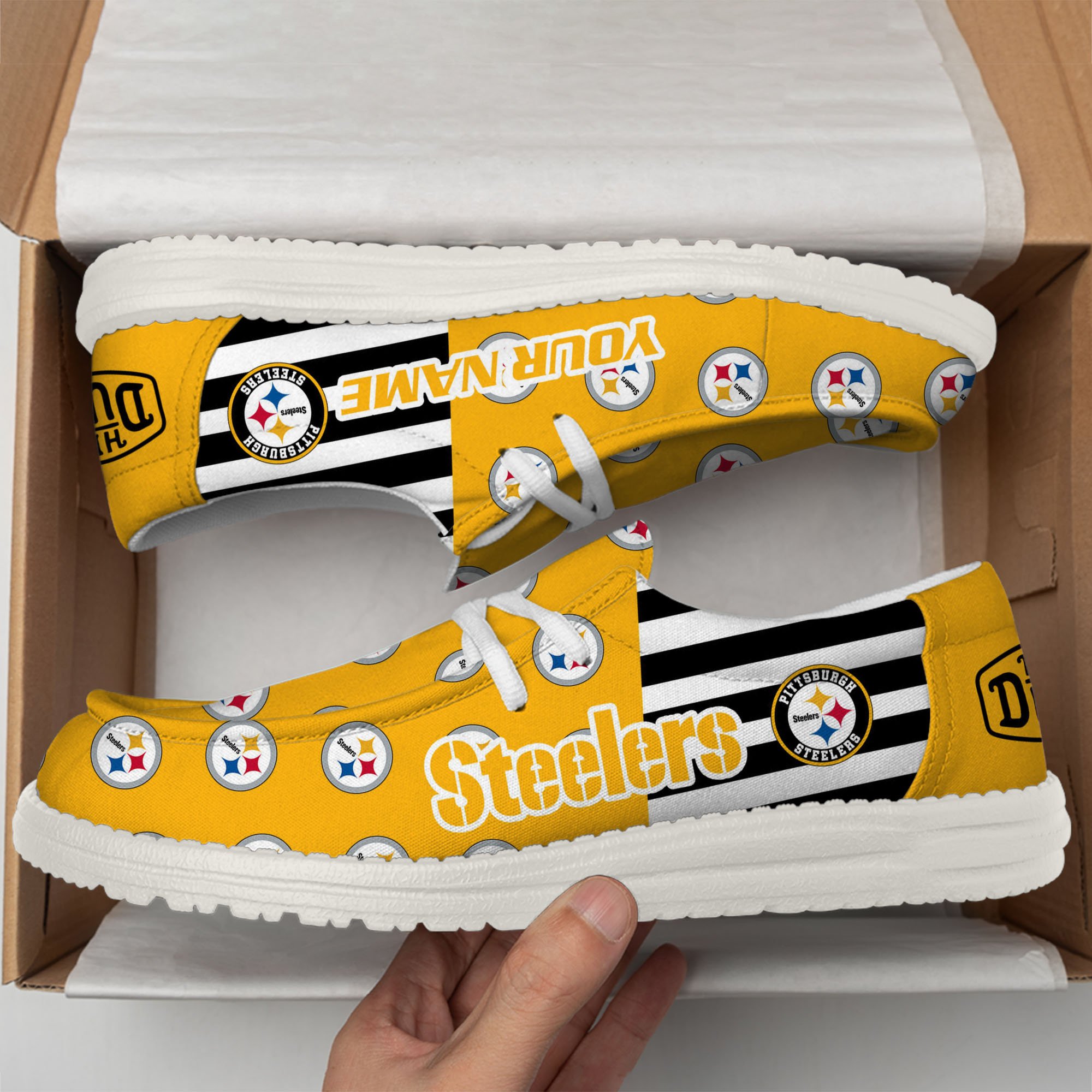 footwearelitepittsburgh steelers custom name hey dude shoes 6yy8m