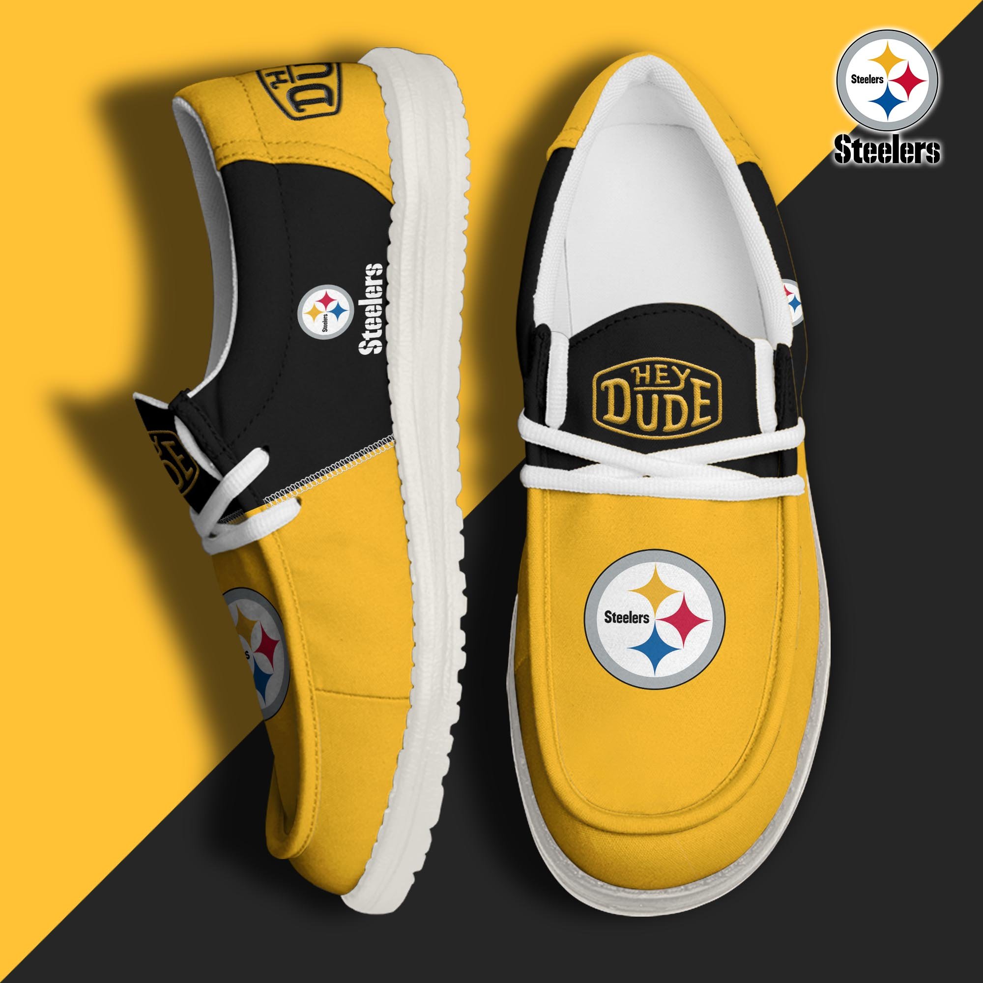 footwearelitepittsburgh steelers custom name hey dude shoes umhnw