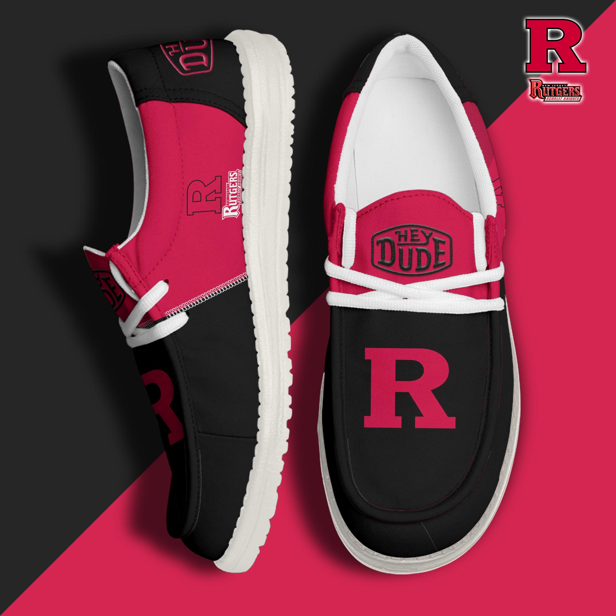 footweareliterutgers scarlet knights custom name hey dude shoes ft0nv