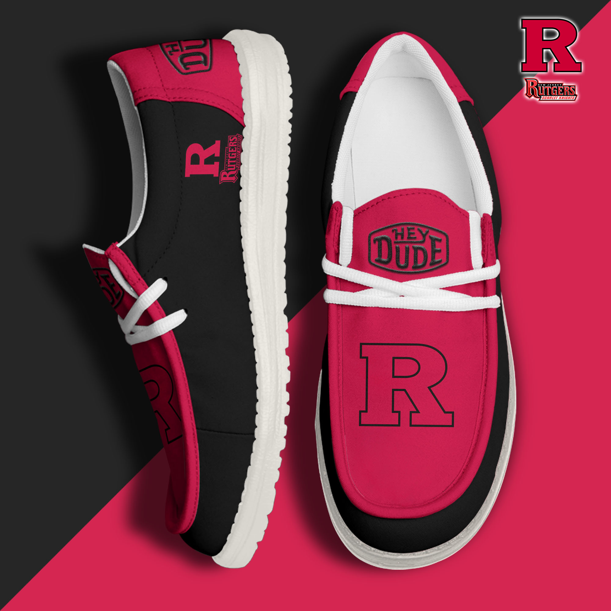 footweareliterutgers scarlet knights custom name hey dude shoes gptnm