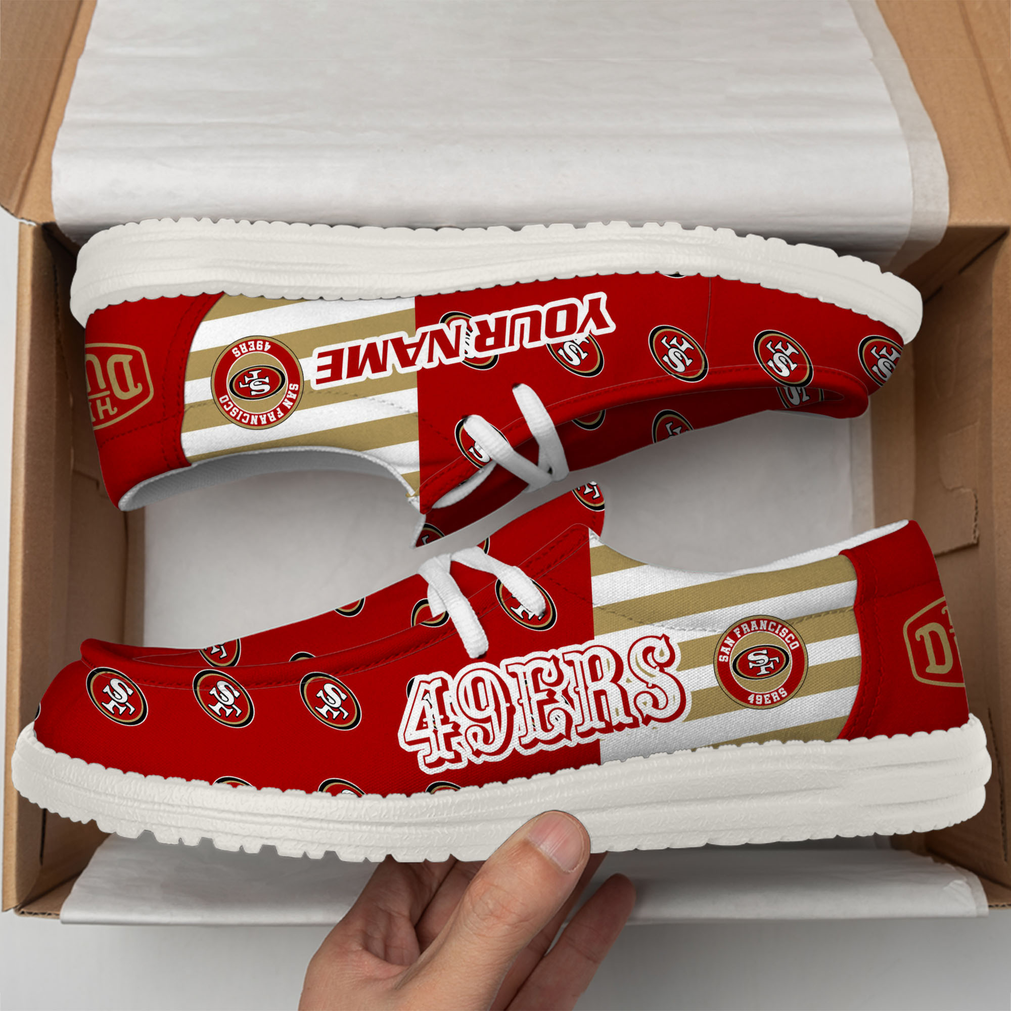 footwearelitesan francisco 49ers custom name hey dude shoes s2tsk