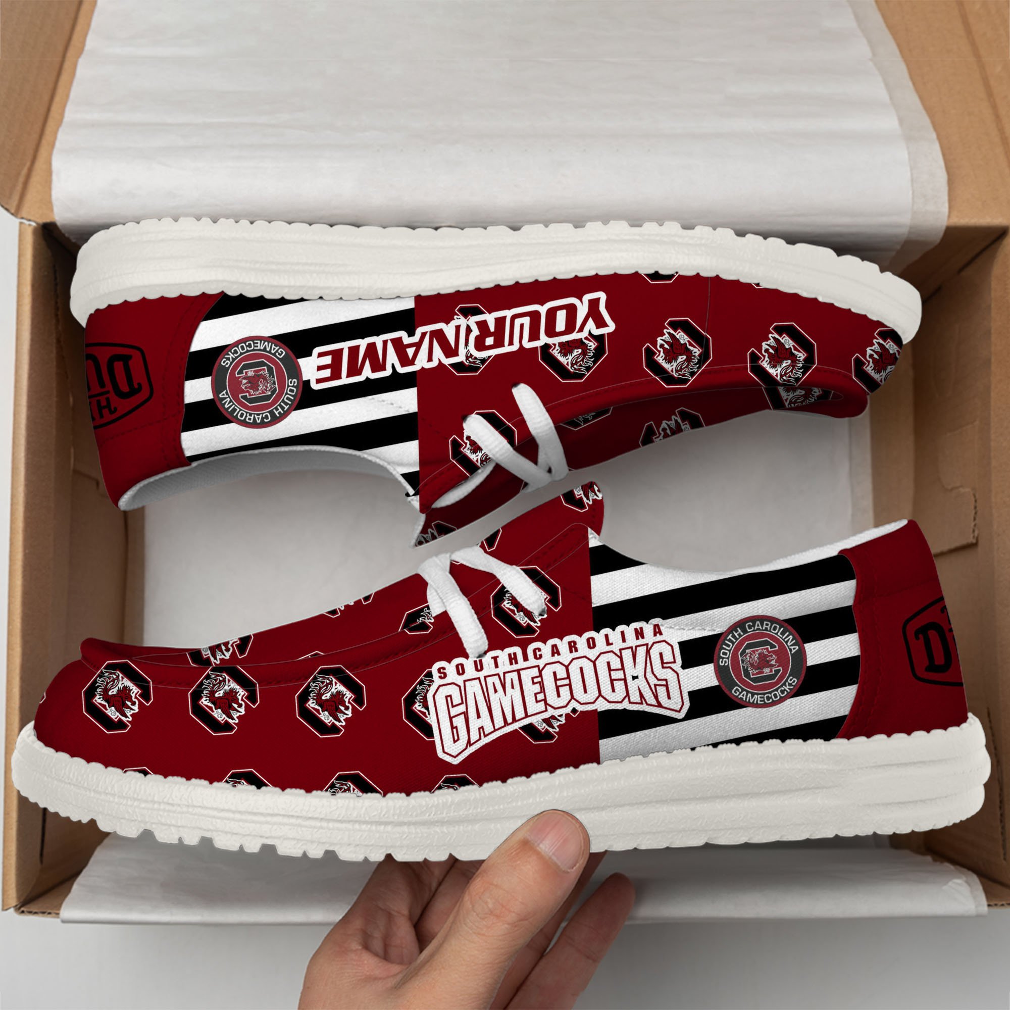 footwearelitesouth carolina gamecocks custom name hey dude shoes usiz2