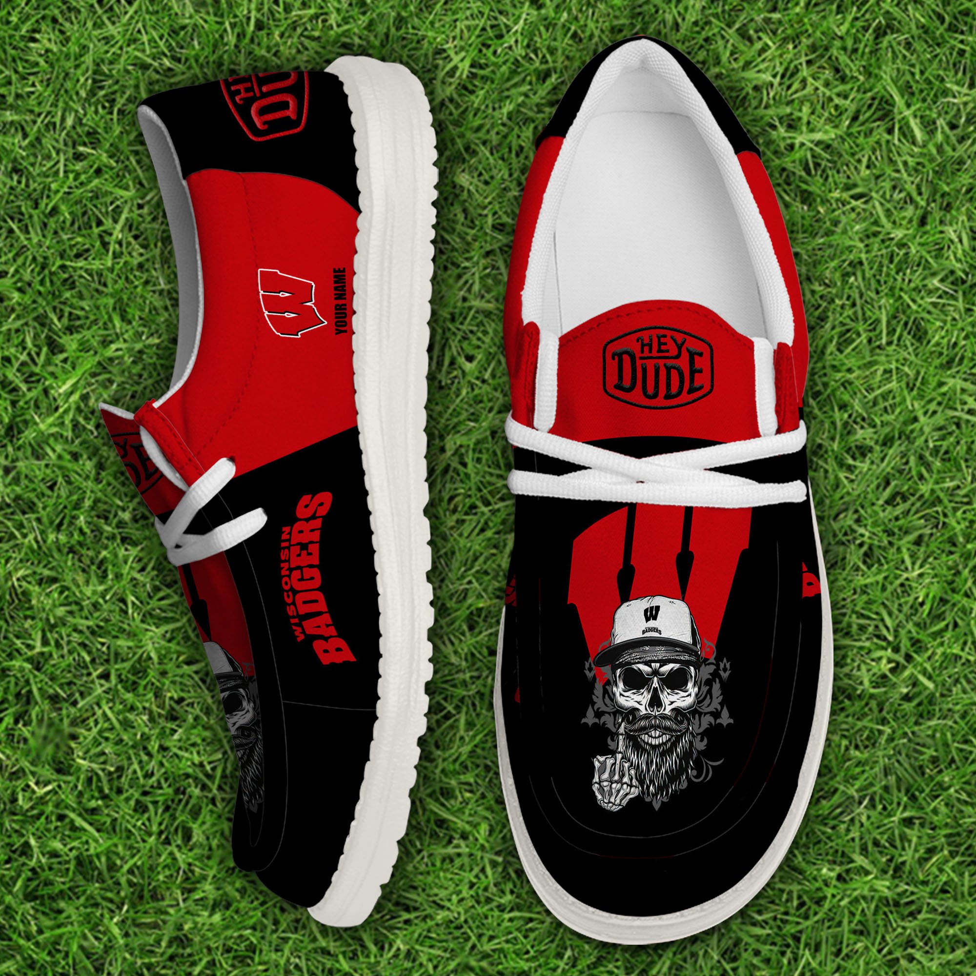 footwearelitewisconsin badgers custom name hey dude shoes 21no1