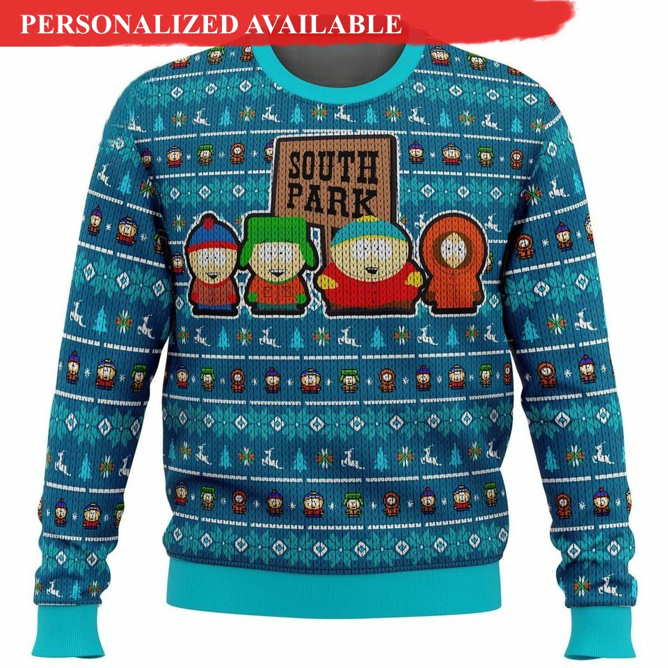 four animated boys ugly christmas shirt sitcom xmas sweater 3555