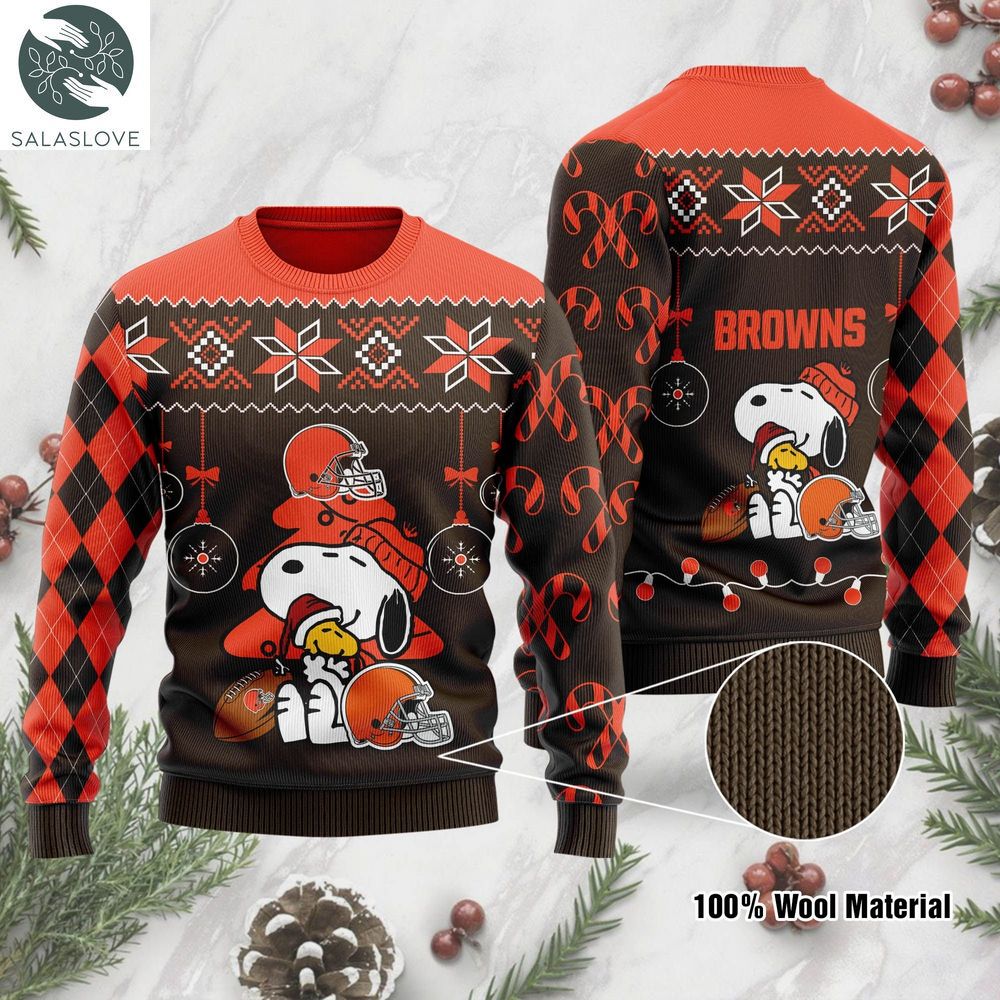 funny snoopy and woodstock cleveland browns sweater ht280909 1 ffueb7