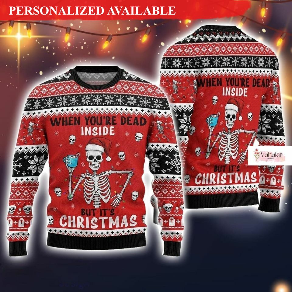 funny christmas sweater dead inside but it 039s christmas sweater 8682