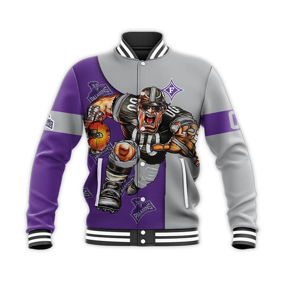 furman paladins baseball jacket button up zipper hooded all over print football go on gift for fans ncaa cctgk