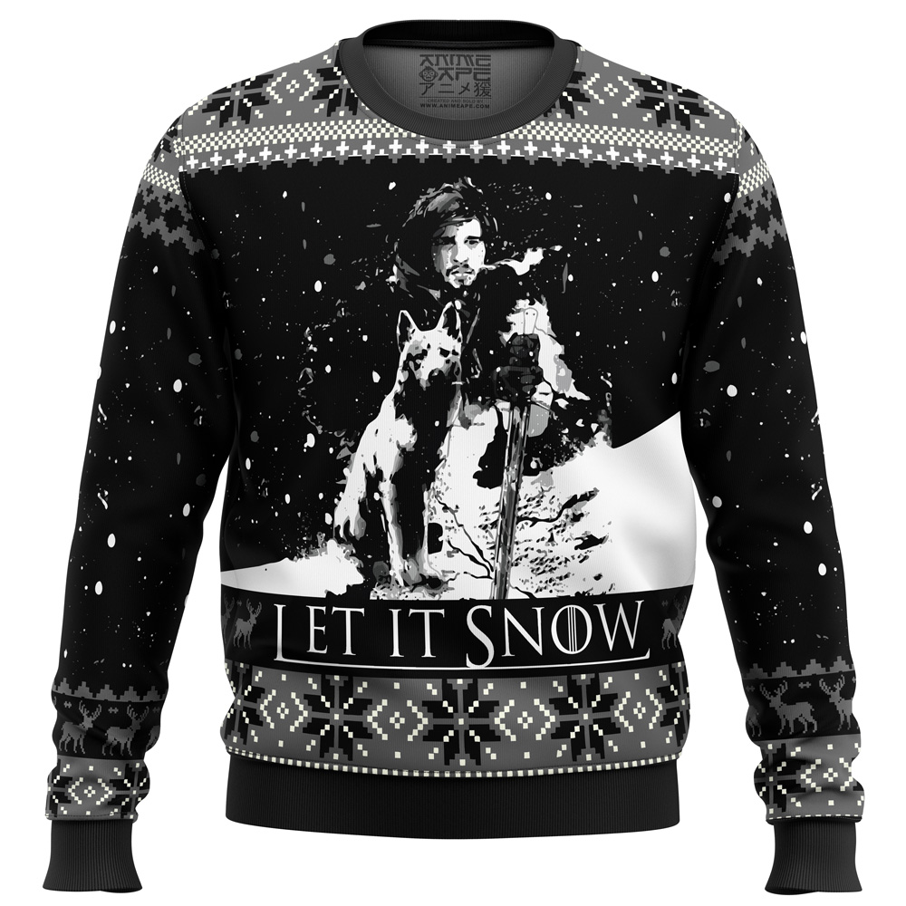 game of thrones let it snow black and white ugly sweater 6tgli