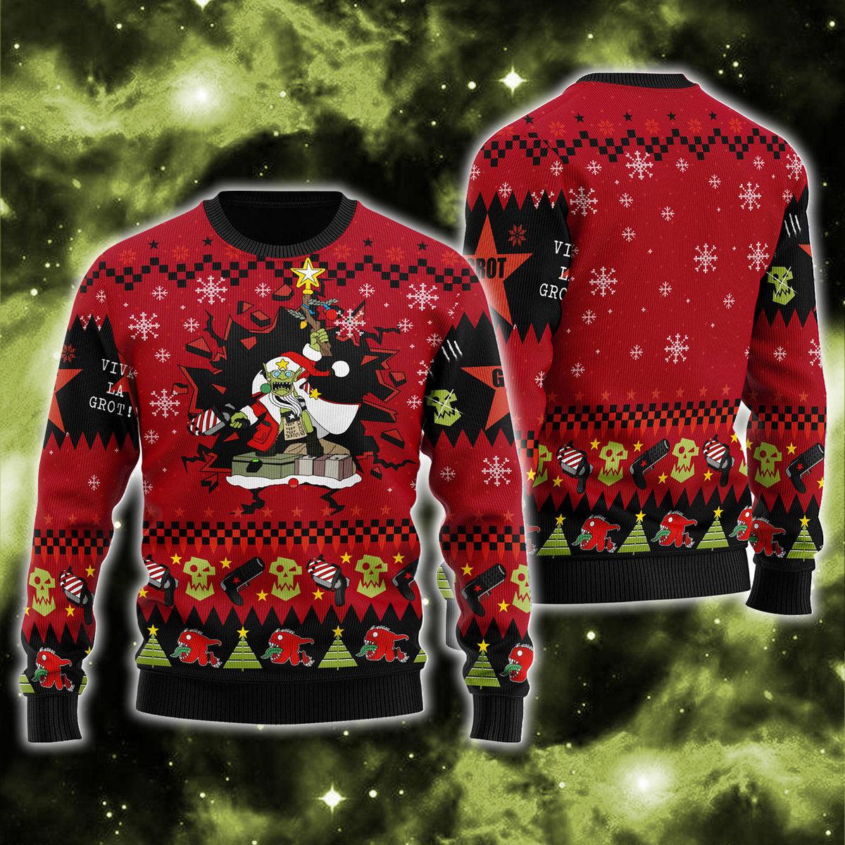 gearhomie armed and dangerous red gobbo iconic ugly christmas sweater gearhomie com 1