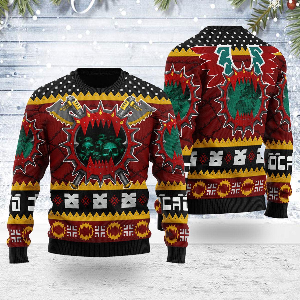 gearhomie chaos space marine world eaters iconic ugly christmas sweater gearhomie com 1