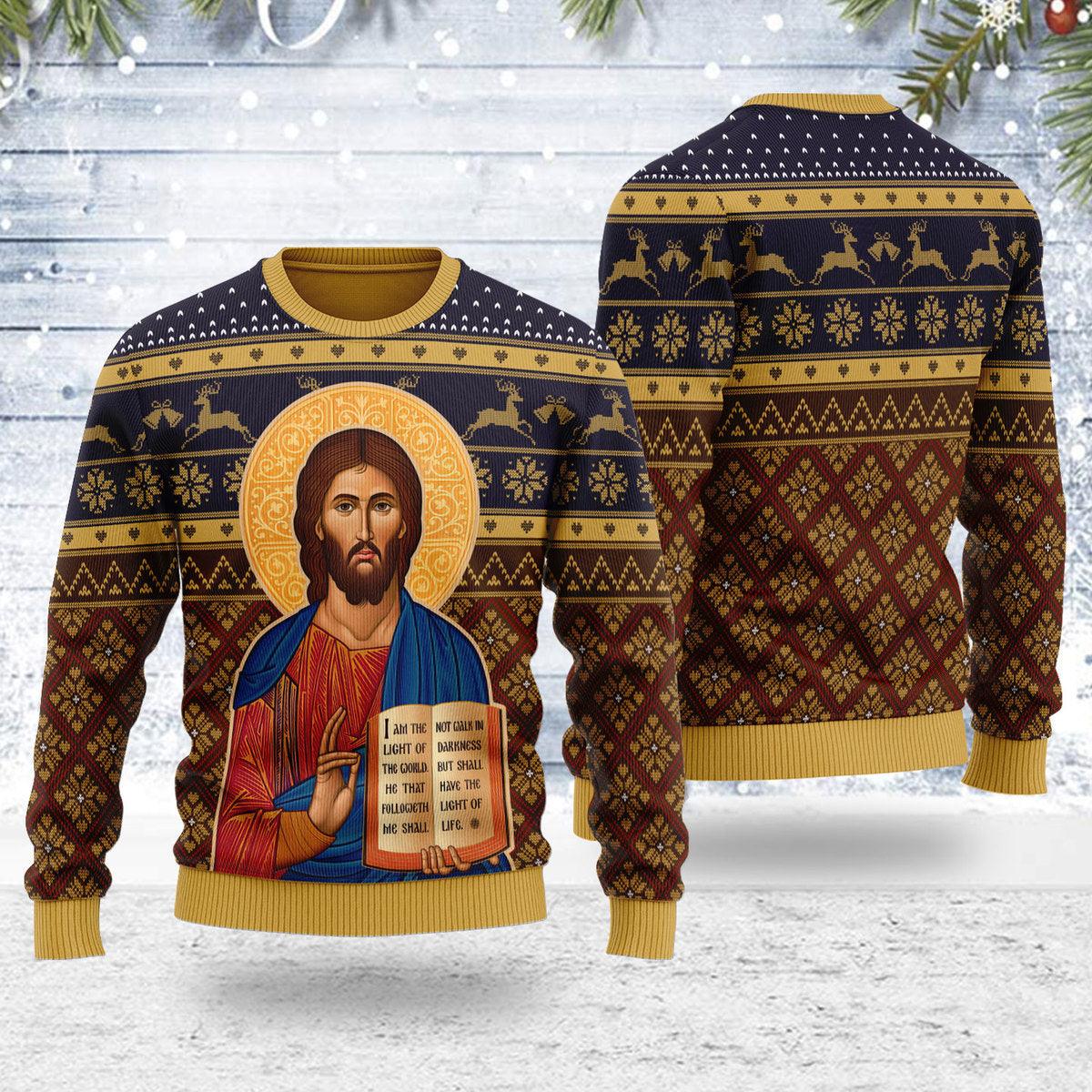 gearhomie cretan style christ the teacher artwork christmas sweater gearhomie com 1