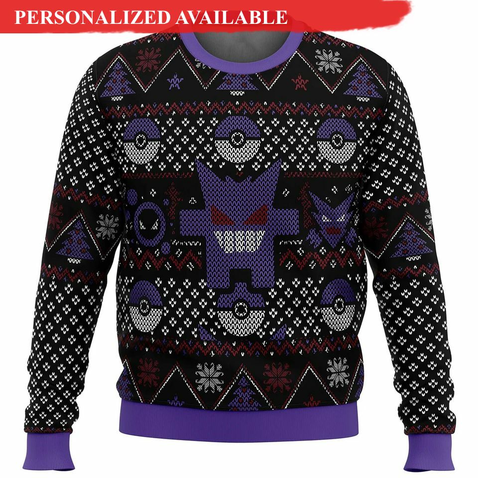 gengar pkm ugly christmas sweater 3d sweater 8827