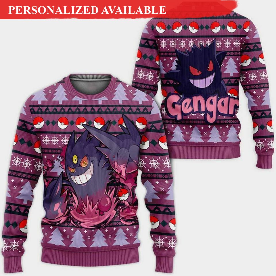 gengar ugly christmas sweater gengar christmas 8021