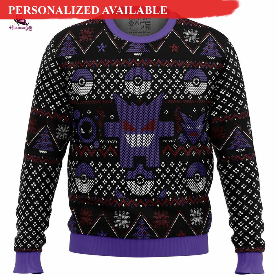 gengar ugly christmas sweatshirt gastly haunter gengar ugly sweater 2016