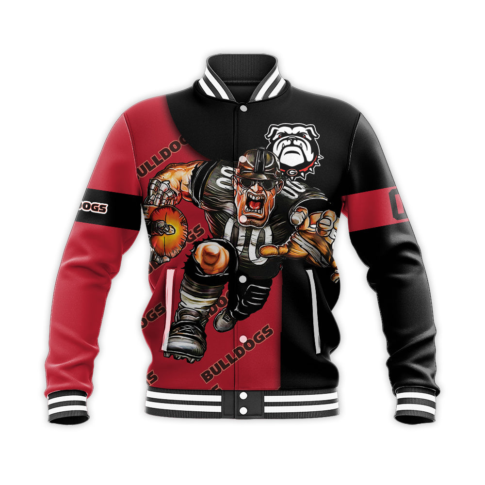 georgia bulldogs baseball jacket button up zipper hooded all over print football go on gift for fans ncaa 9vsik