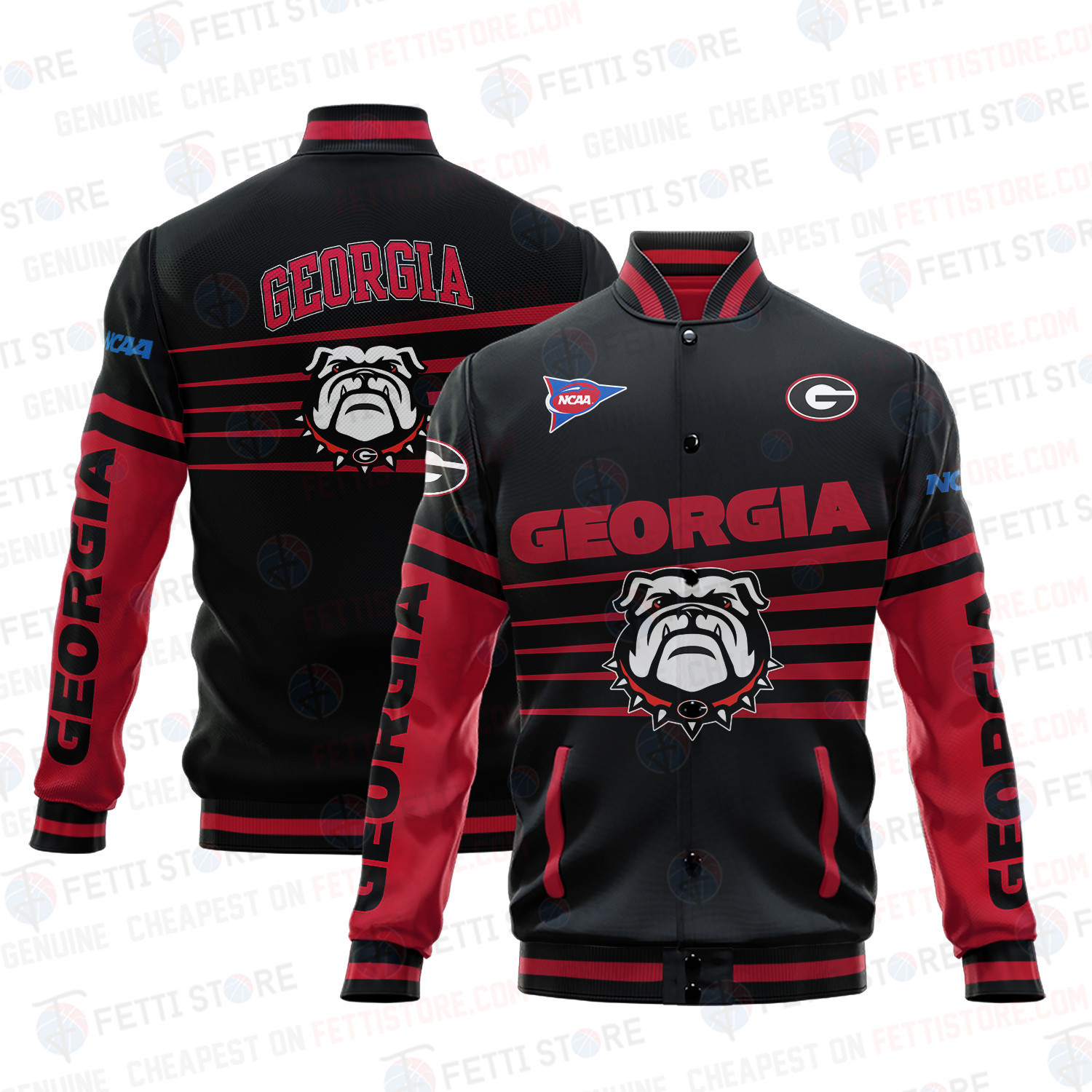 georgia bulldogs ncaa baseball varsity jacket baseball jacket all over print v1 xonpf