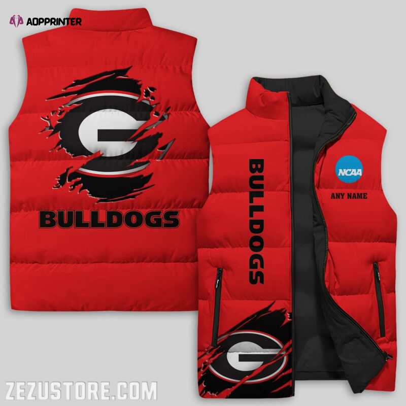 georgia bulldogs ncaa sleeveless puffer jacket custom for fans spj1755