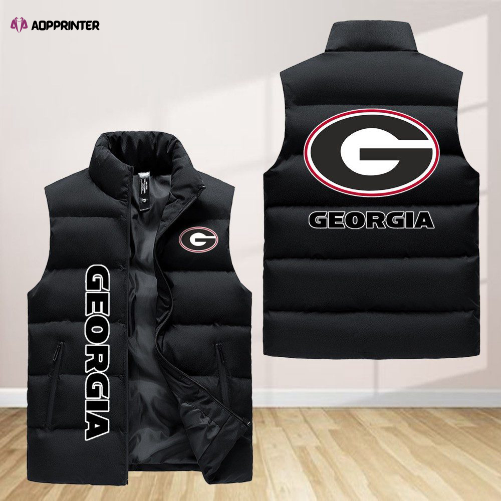 georgia bulldogs sleeveless puffer jacket custom for fans gifts 1