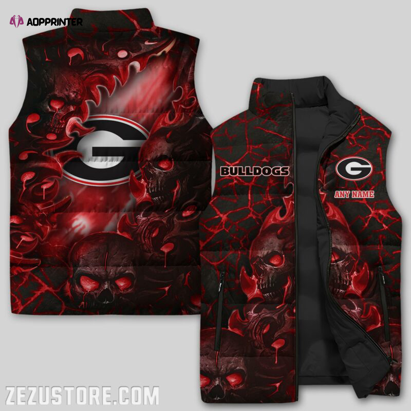 georgia bulldogs sleeveless puffer jacket custom for fans spj1851