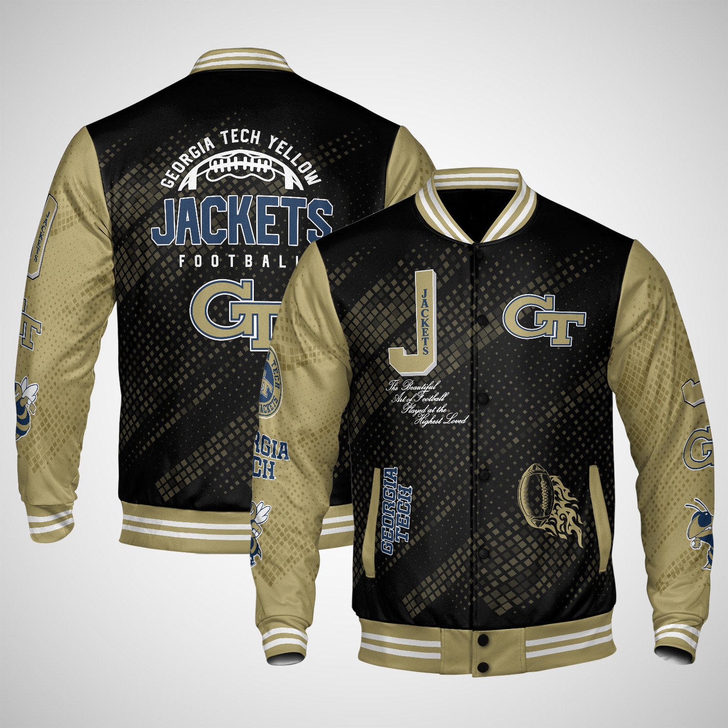 georgia tech yellow jackets varsity jacket baseball jacket all over print wf f9vo6