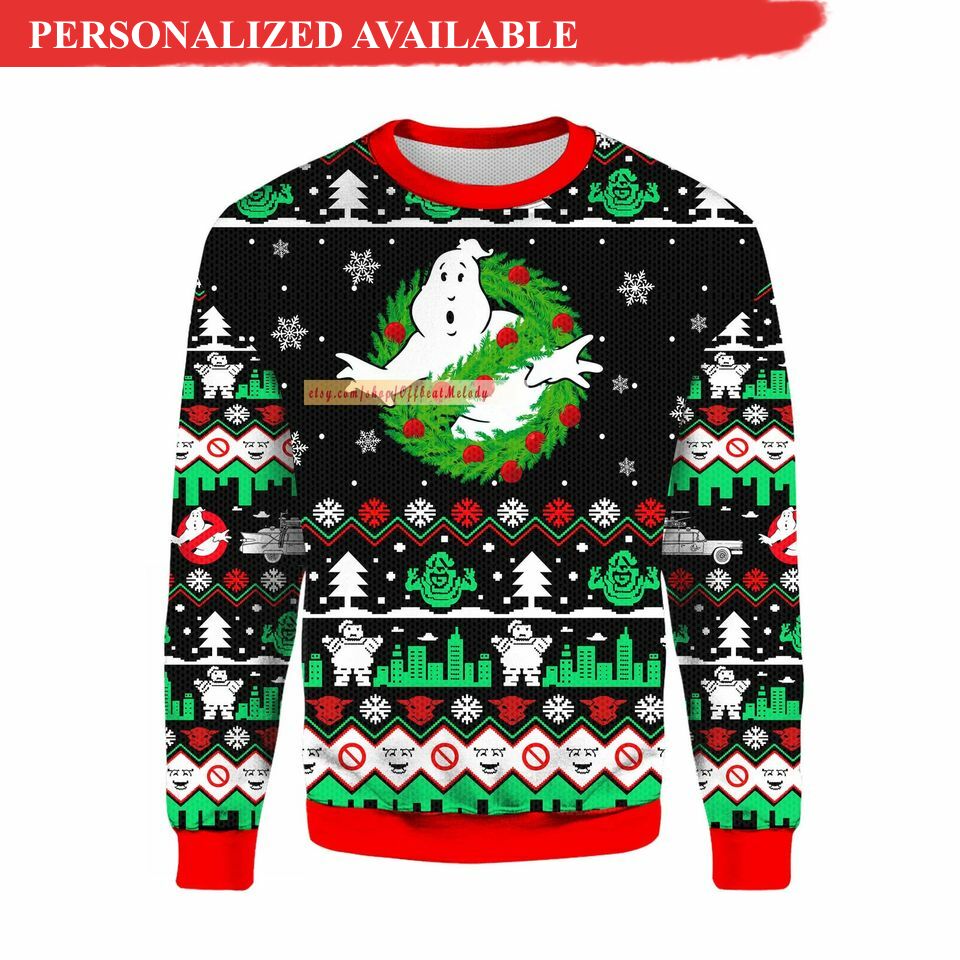 ghostbusters christmas ugly 3d sweater 2340