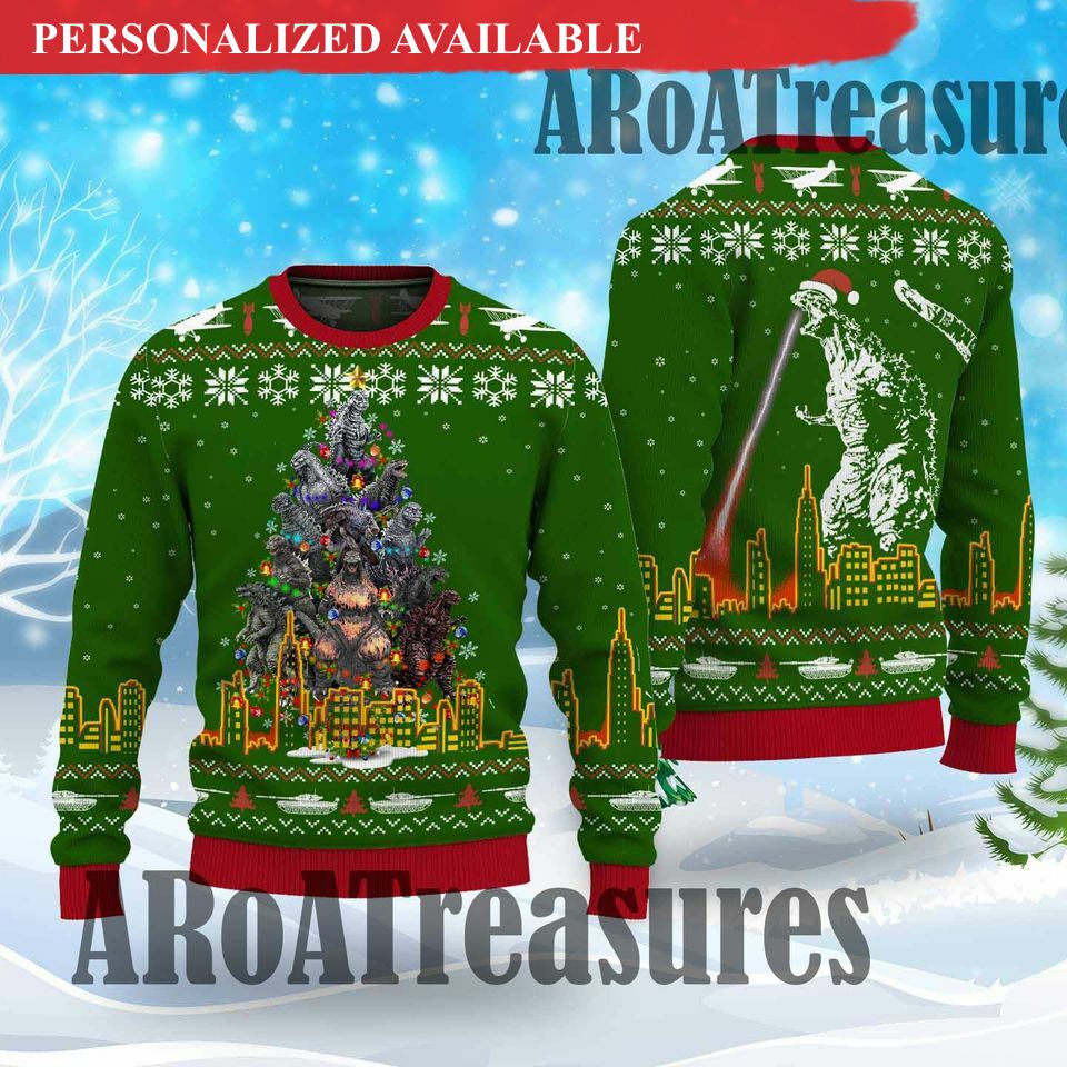 god zilla ugly christmas sweater shirt 1160